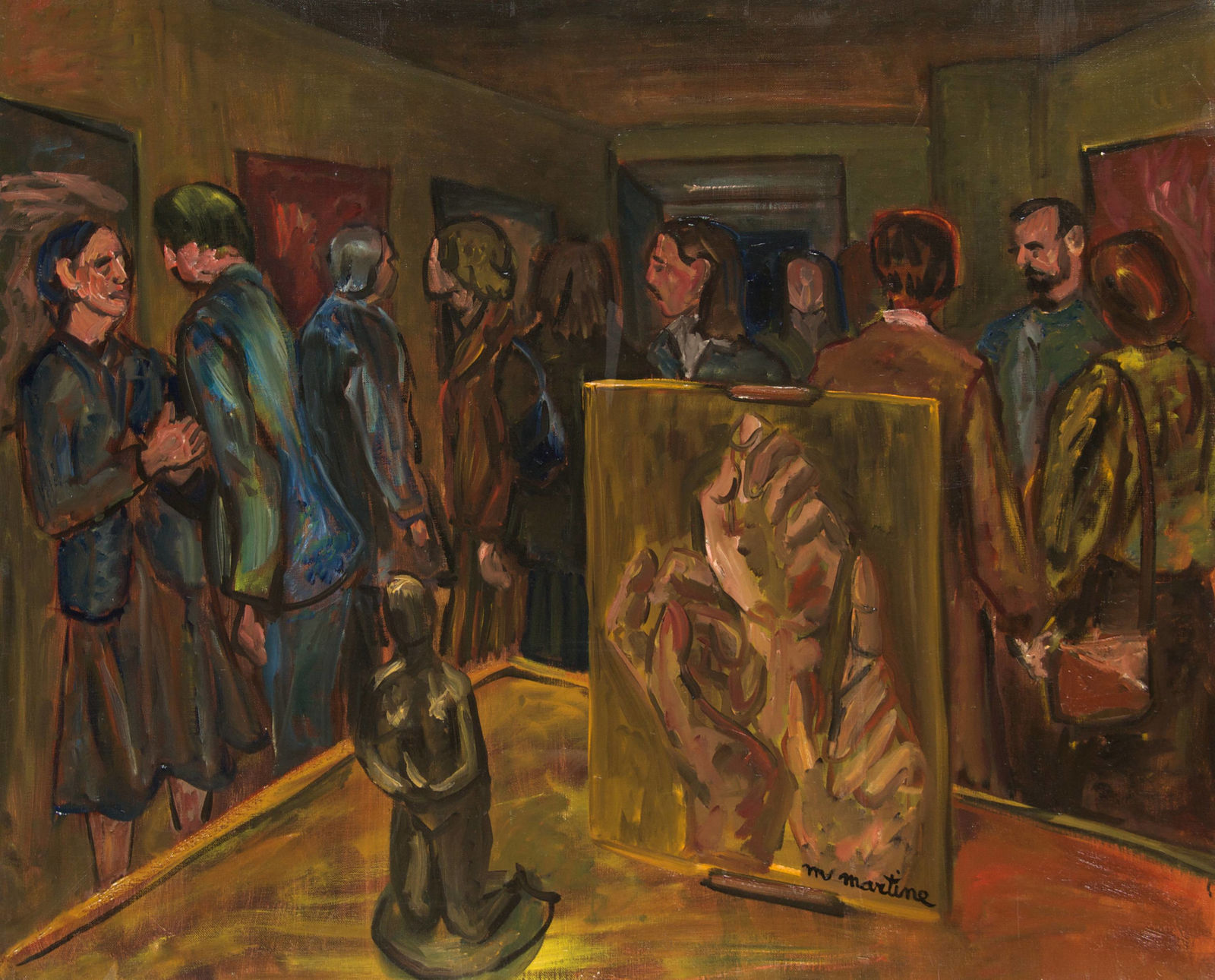 Martine Martine, Mains et Sculptures au vernissage, 1986