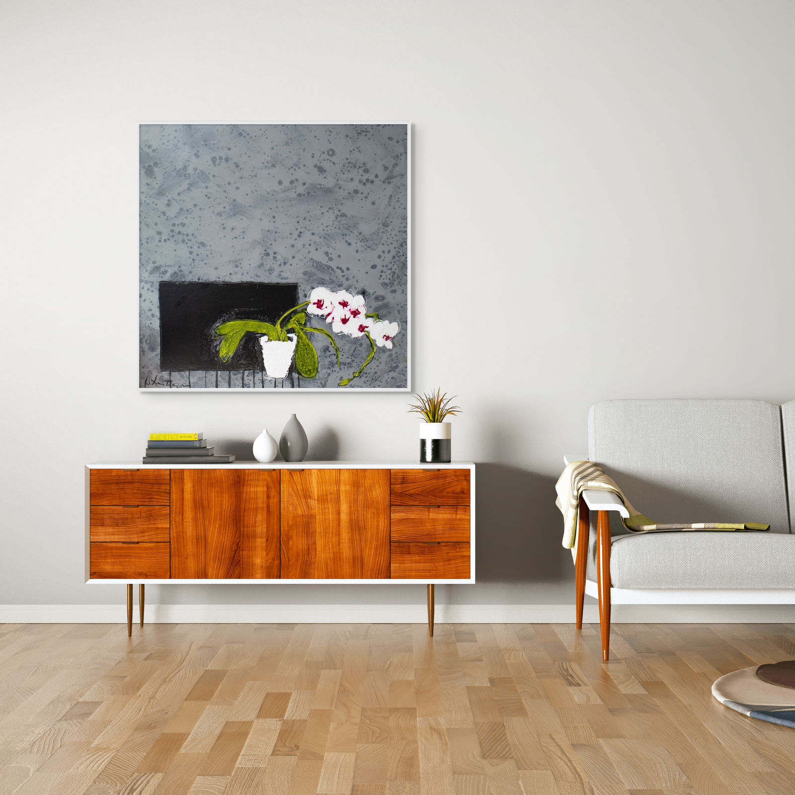 Danielle Lanteigne, Orchidee sur table noir II