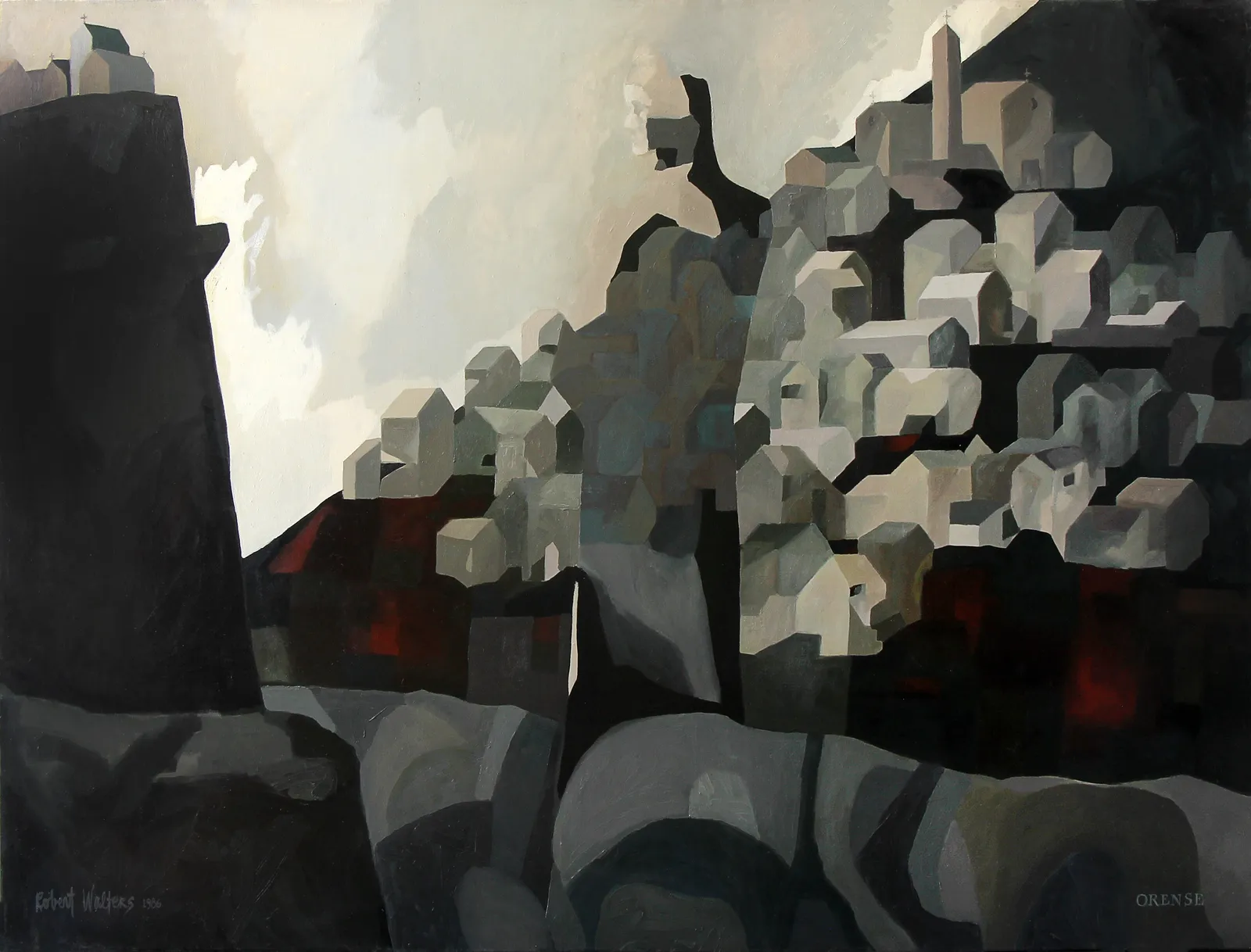 Robert Walters, Untitled (Townscape with Face) Orense, 1986