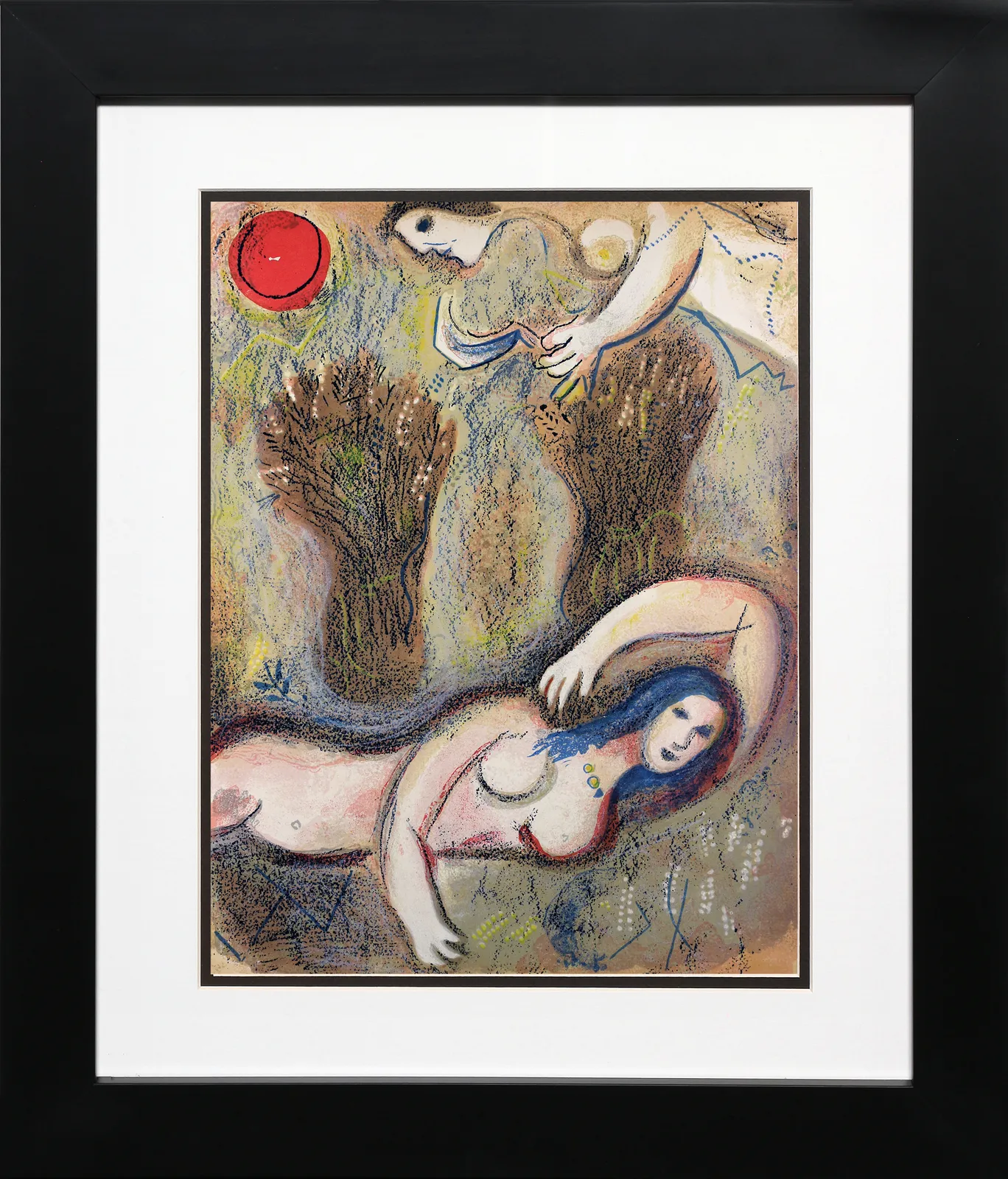 Marc Chagall, Booz se Reveille et Voit Ruth á ses Pieds (Boaz Wakes Up and Sees Ruth At His Feet), 1960