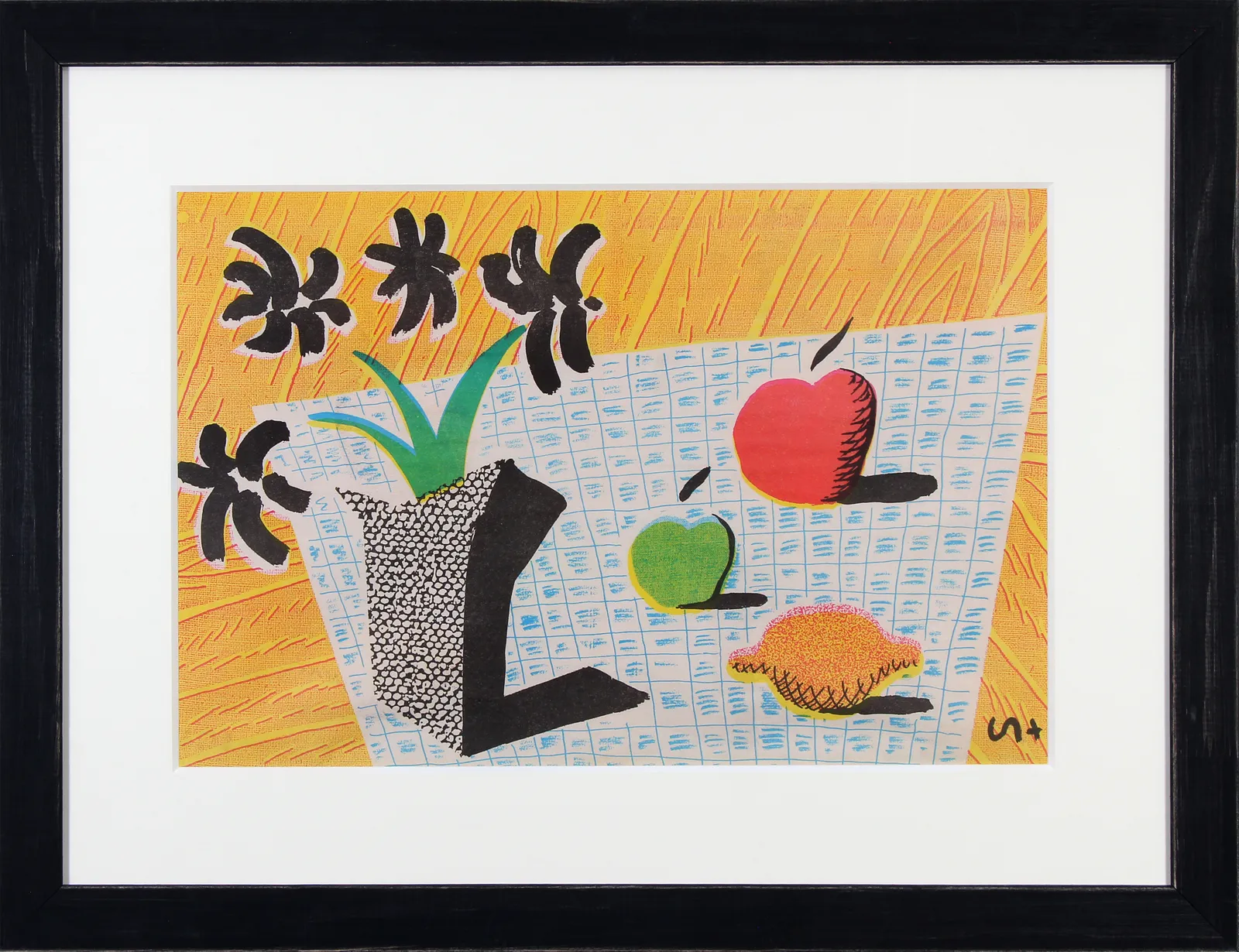 David Hockney, Two Apples, One Lemon and Four Flowers, 1988