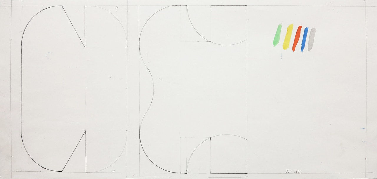 Jürgen Partenheimer, Small Shapes (Red, Yellow and Blue) I-V, 2022