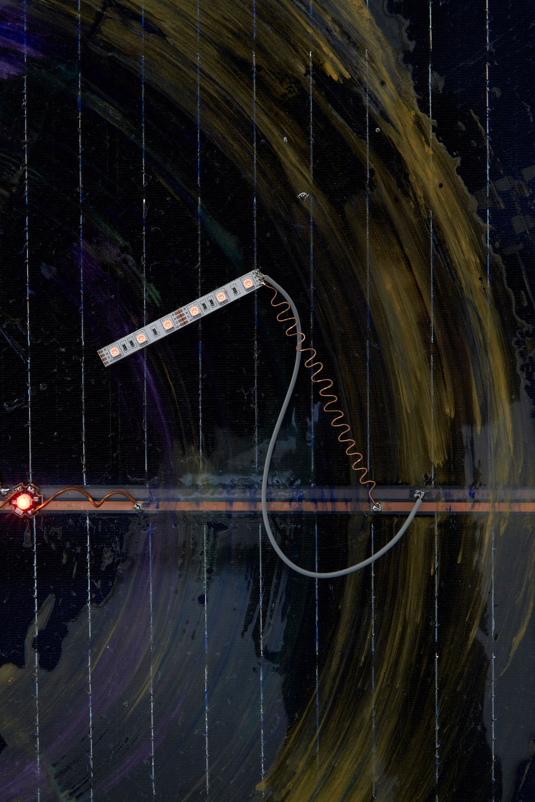 Haroon Mirza, Entangled and Separated (Solar Powered LED Circuit Composition 44), 2021