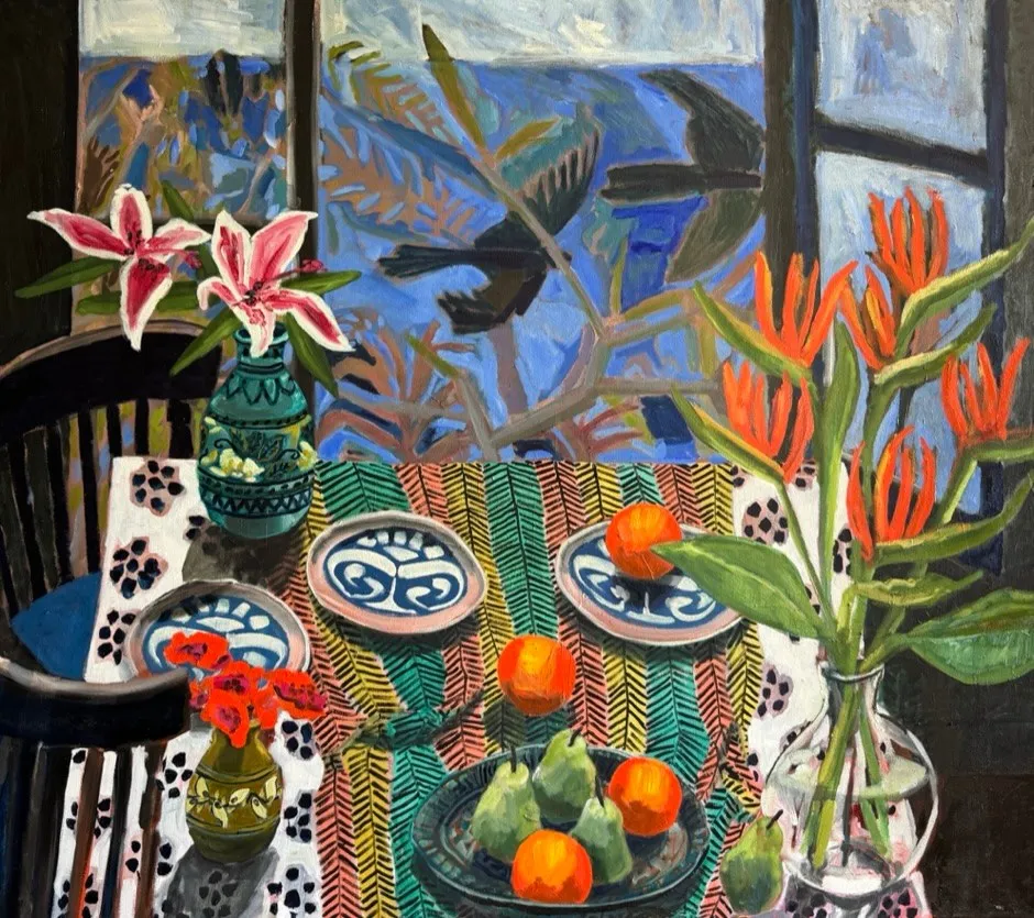 Kate Nielsen, Sea View with tropical Flowers – Port Douglas, 2024