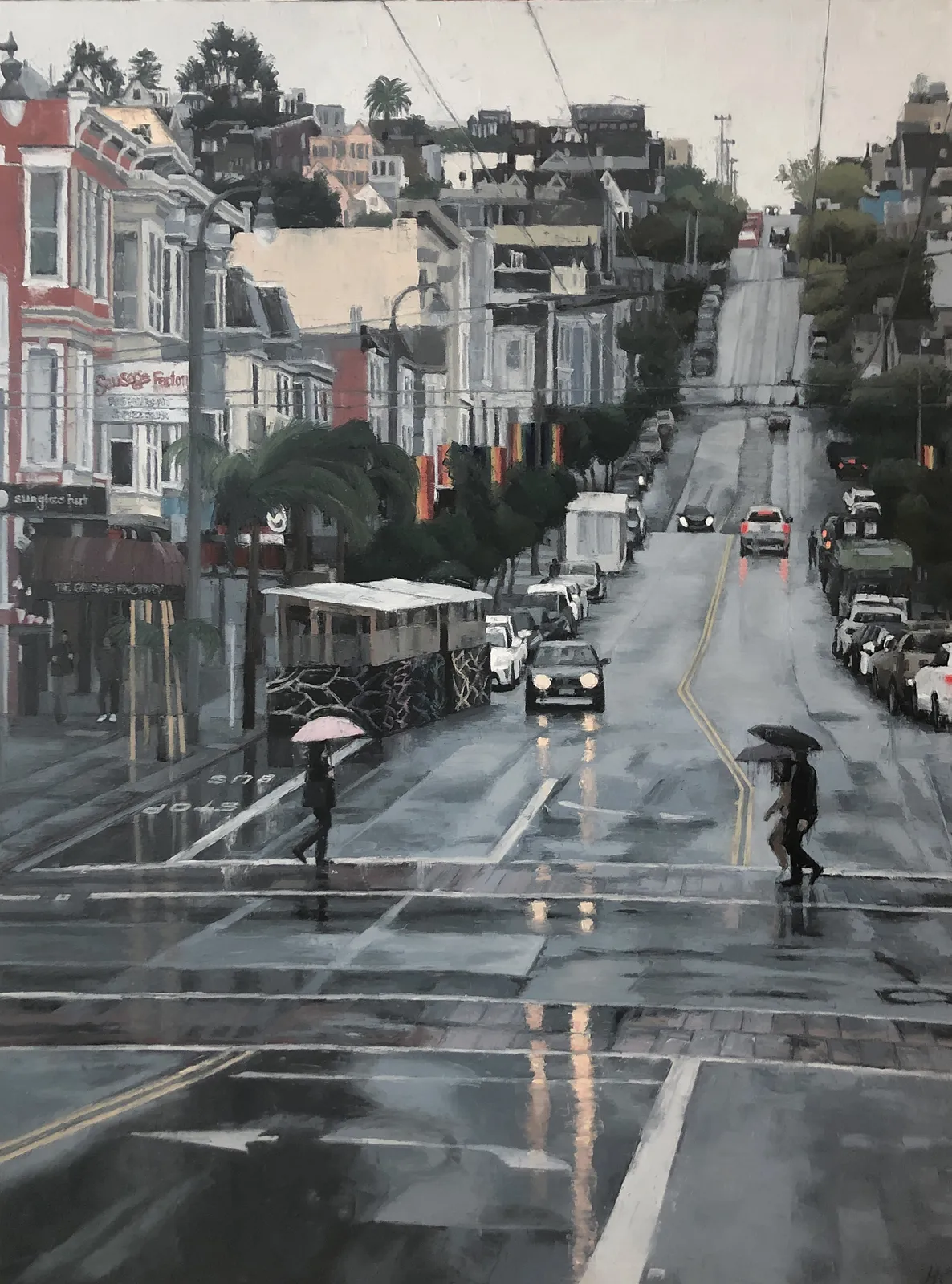 Heather Capen, Castro Street in the Rain