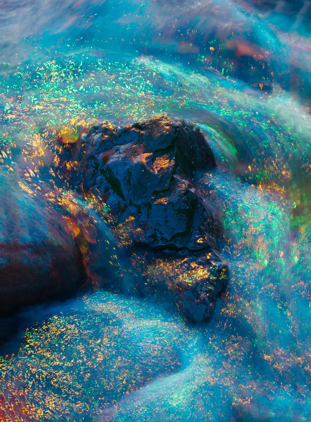 Christopher Rodriguez, River Rock in Yellow, Blue & Green, NY, 2017