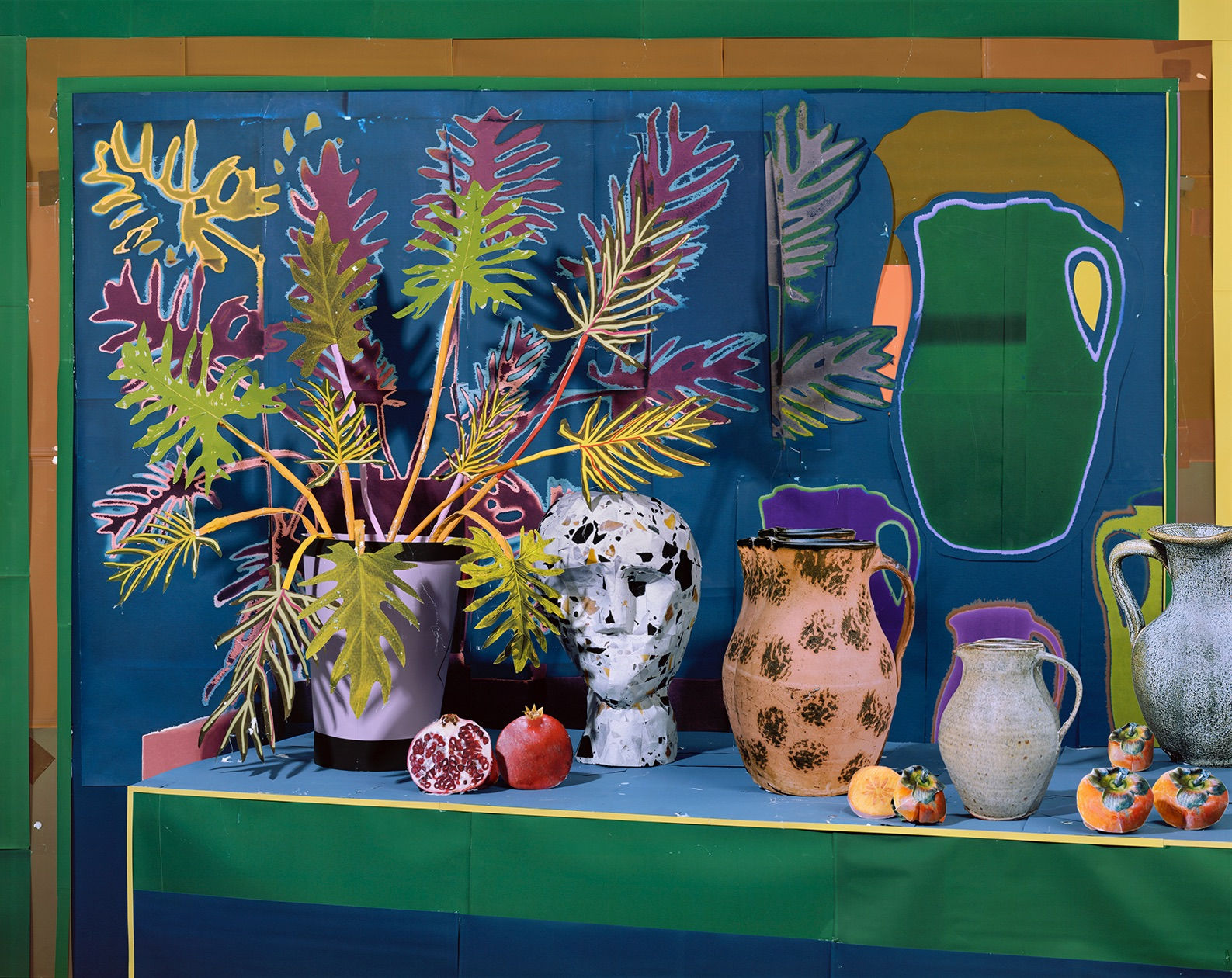 Daniel Gordon, Philodendron and Bust with Vessels and Fruits, 2018