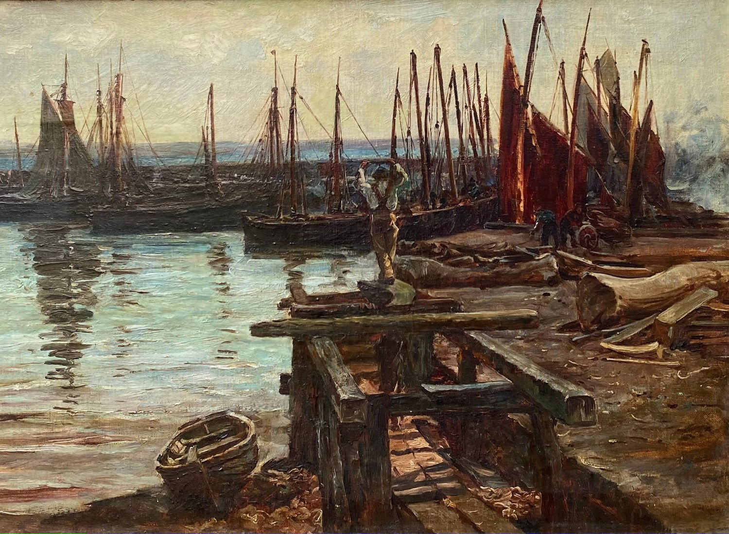 Colin Hunter ARA RI RSW RE, Harbour Scene