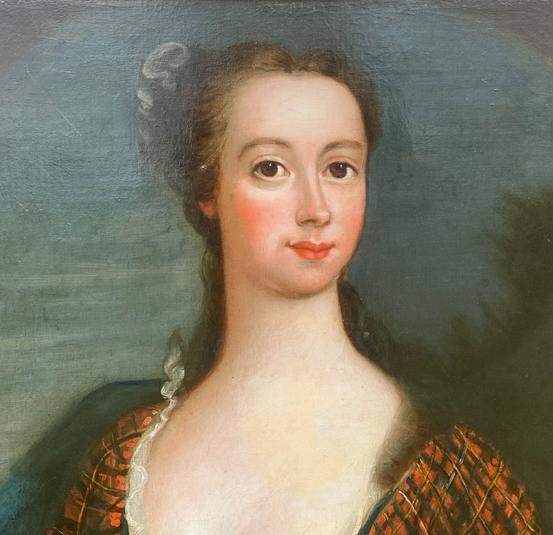 Circle of Richard Waitt, Portrait of a Young Girl in a Tartan Dress