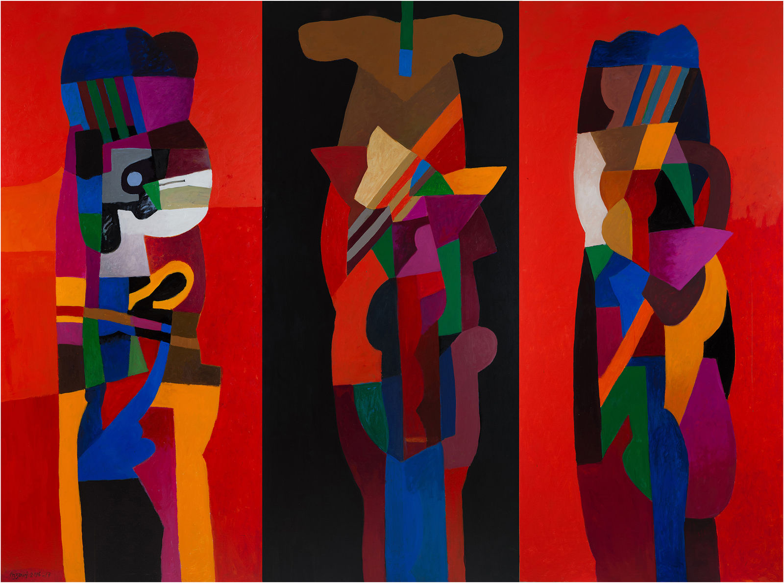 Dia al-Azzawi, Three Obelisks, 2017