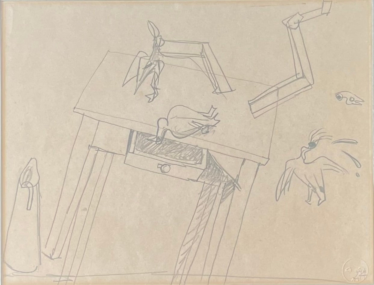 ANDRÉ MASSON, Esquisse pour La révolte dans la cuisine (Chapitre V planche XXII d’Anatomy of my universe) , 1939