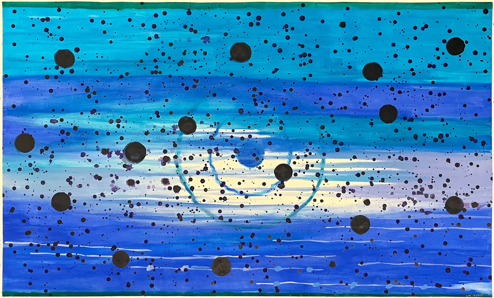 Landon Mackenzie, Blue Orb, Black Dots, 2025