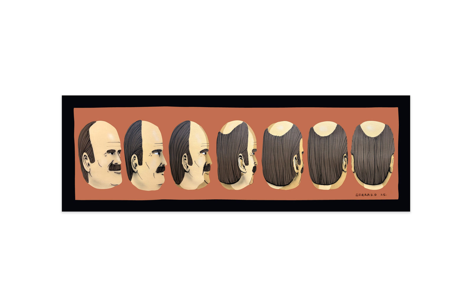 Tom Gerrard, Spinning Head Triptych, 2025