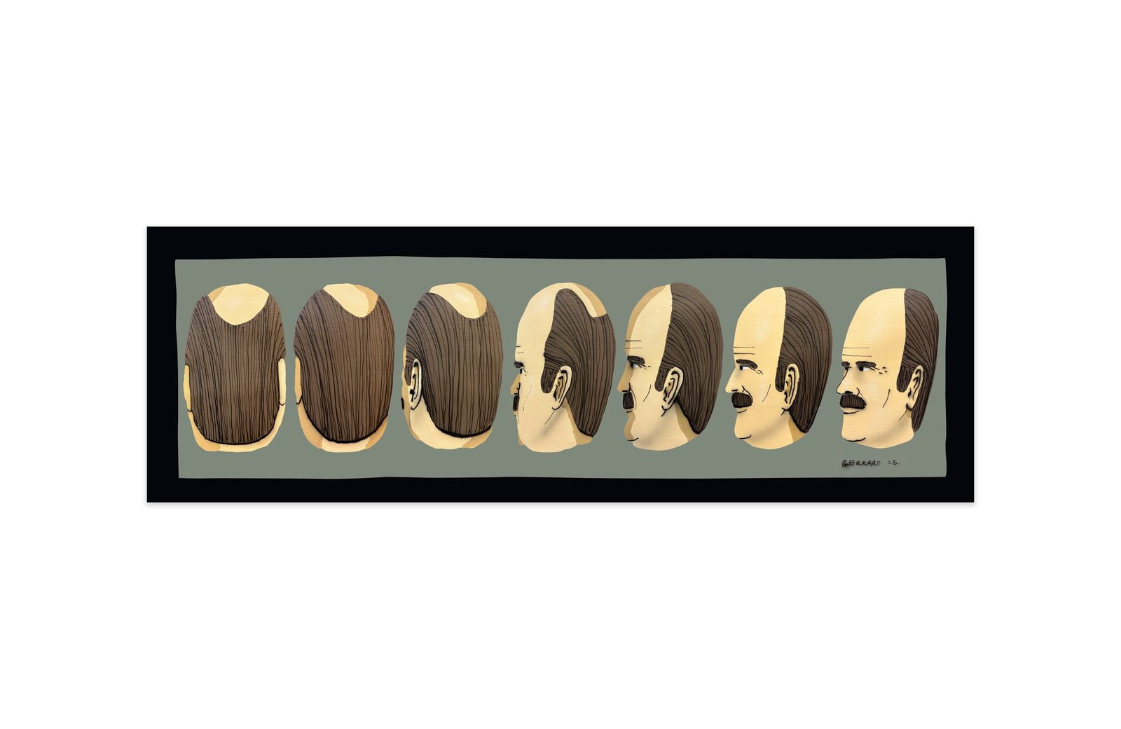 Tom Gerrard, Spinning Head Triptych, 2025