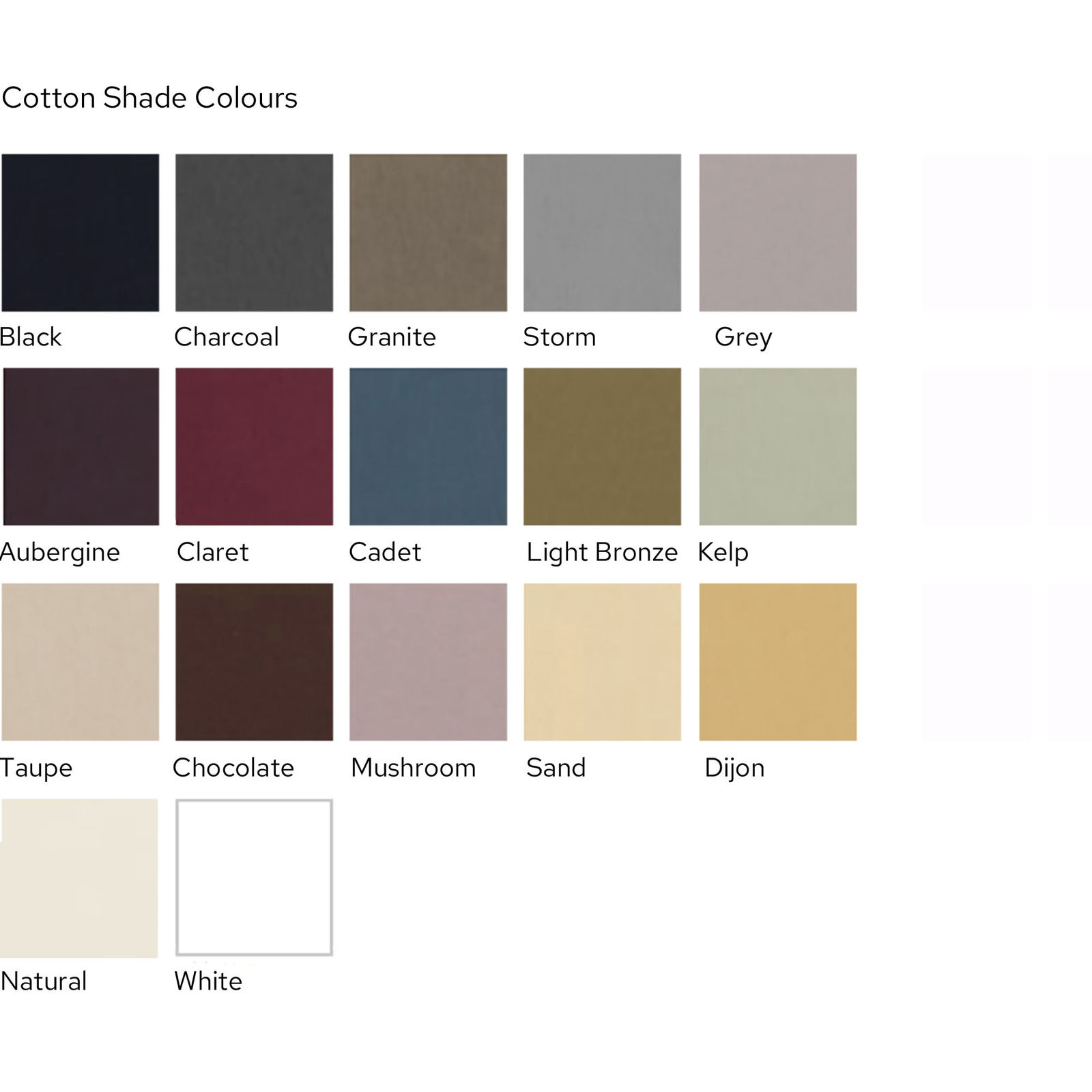 Shade colour swatches