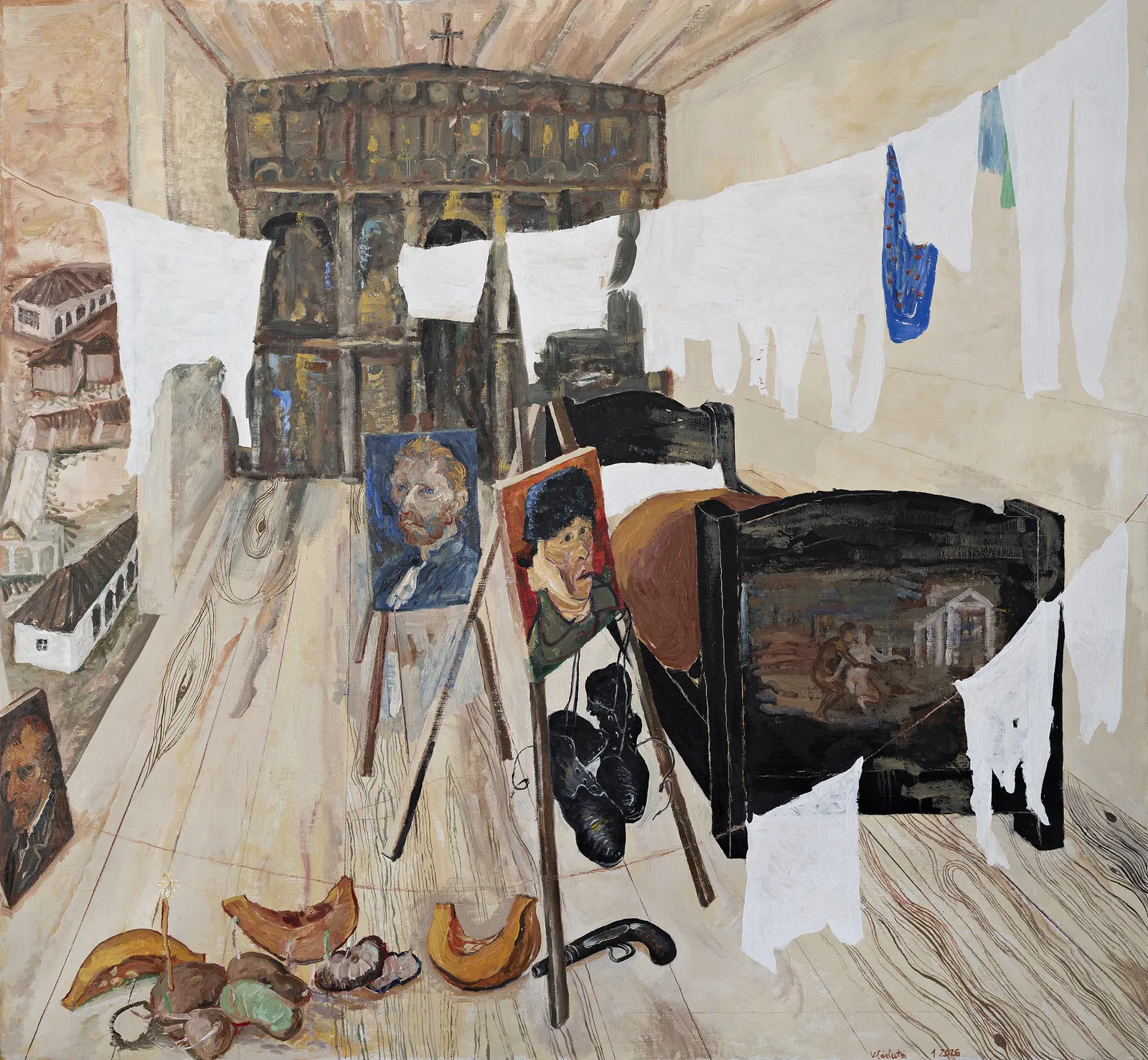 柏格丹・弗拉杜塔, 《有聖幛的文森特的房間》 Vincent's Room with Iconostasis, 2025
