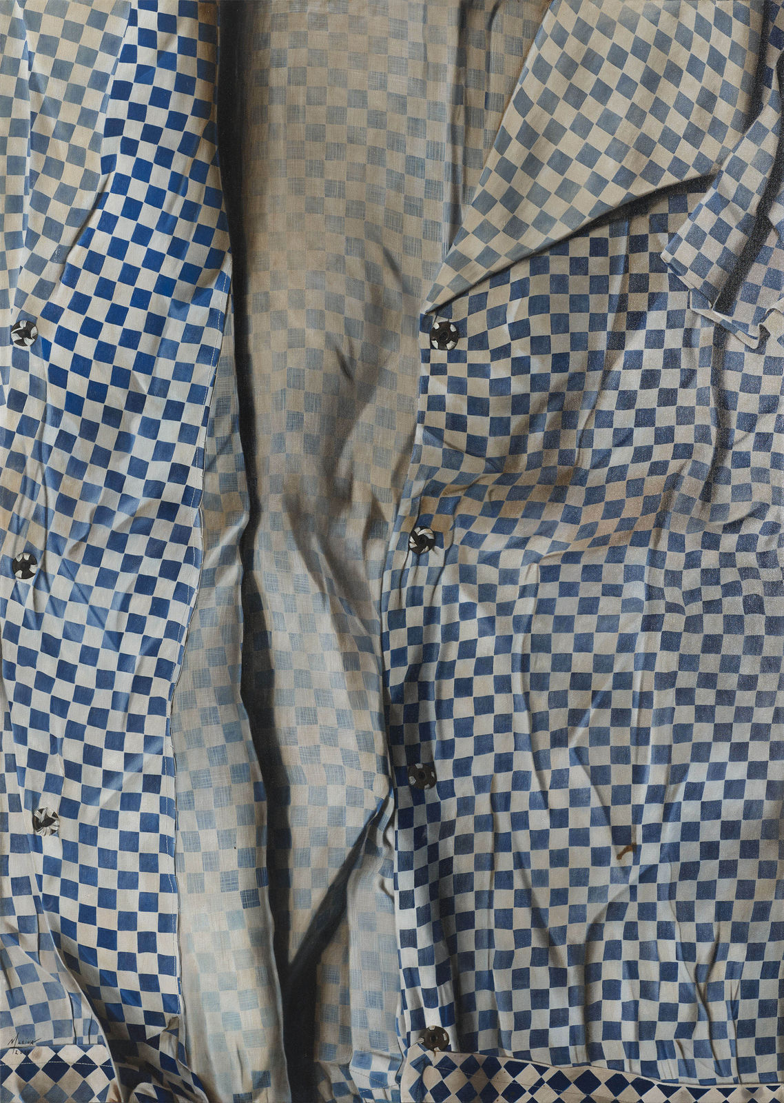 瑪莉娜．克魯斯, 《 藍白格紋的微湧》 Subtle Waves of Blue and White Squares , 2018