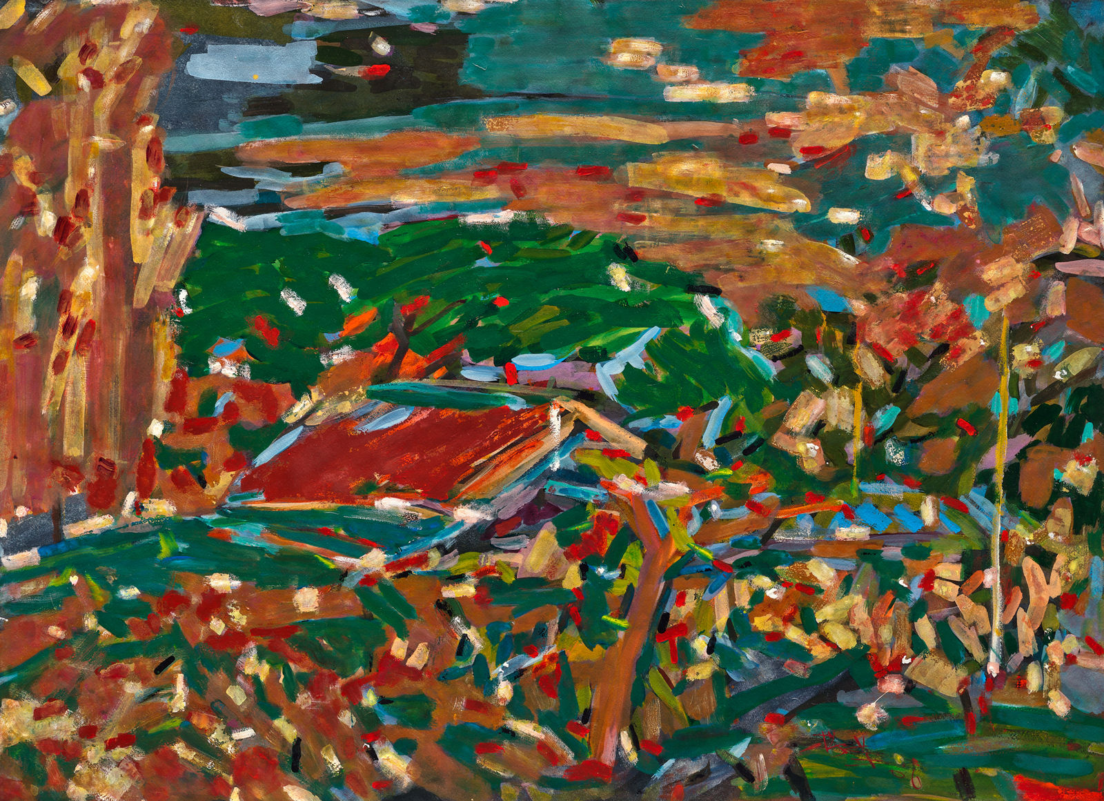 吳增榮, 《鐵皮屋與紅磚圍牆》 Iron Sheet House and Red Brick Fence, 2006(正面); 1996-2000(背面)