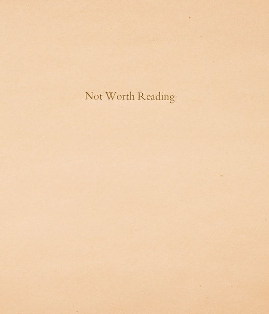 Matthew Higgs, Not worth reading, 2009