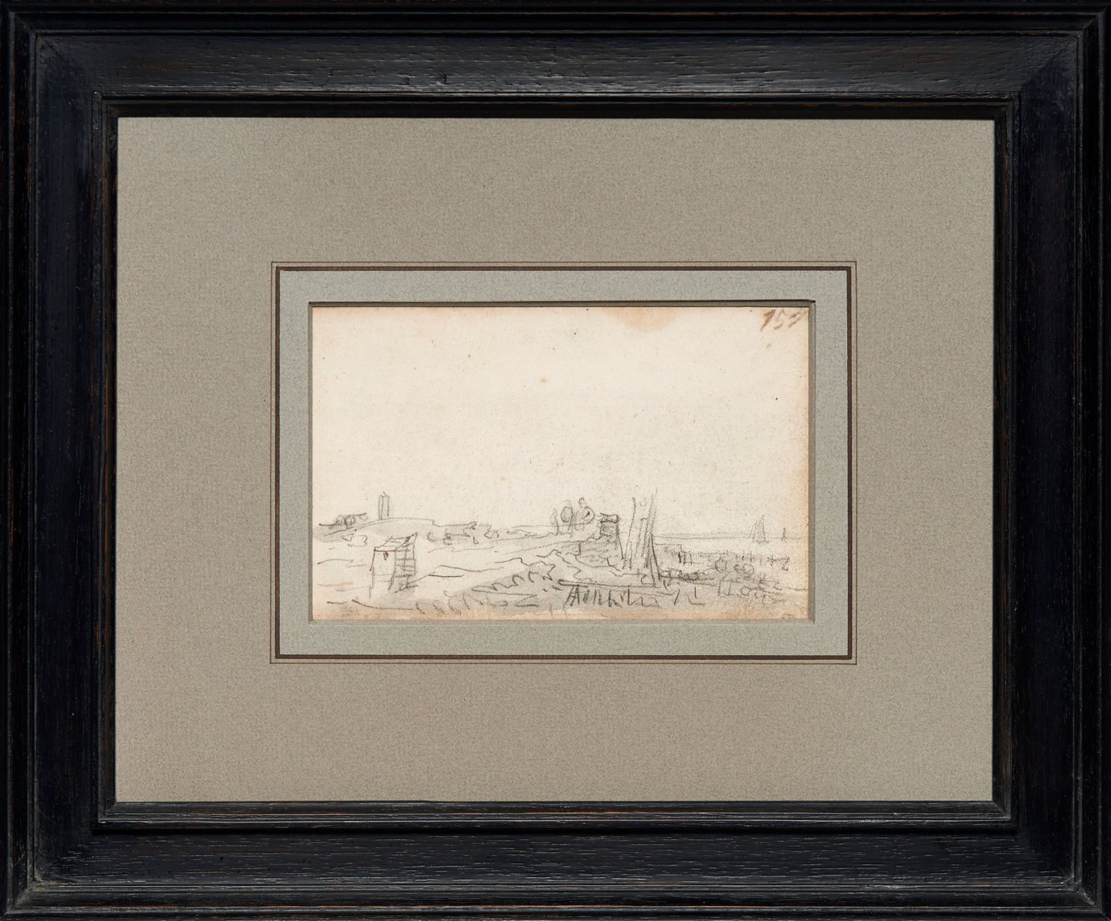 Jan van Goyen (1596 – 1656), Amsterdam: along a coastline with sailing vessels in the distance, 1650-1651