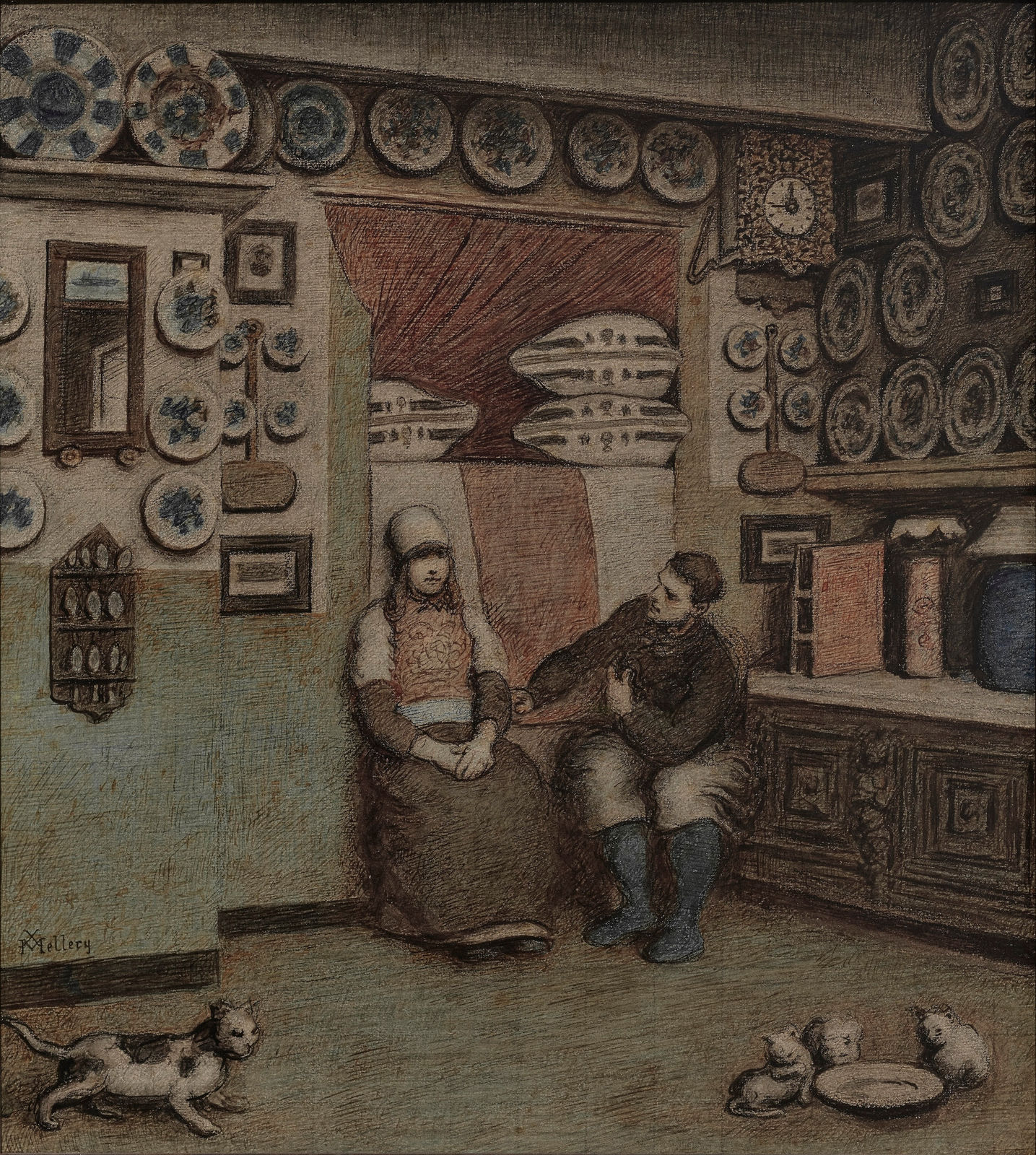 Xavier Mellery, The Bride and Groom, in the Pronkkamer, Marken
