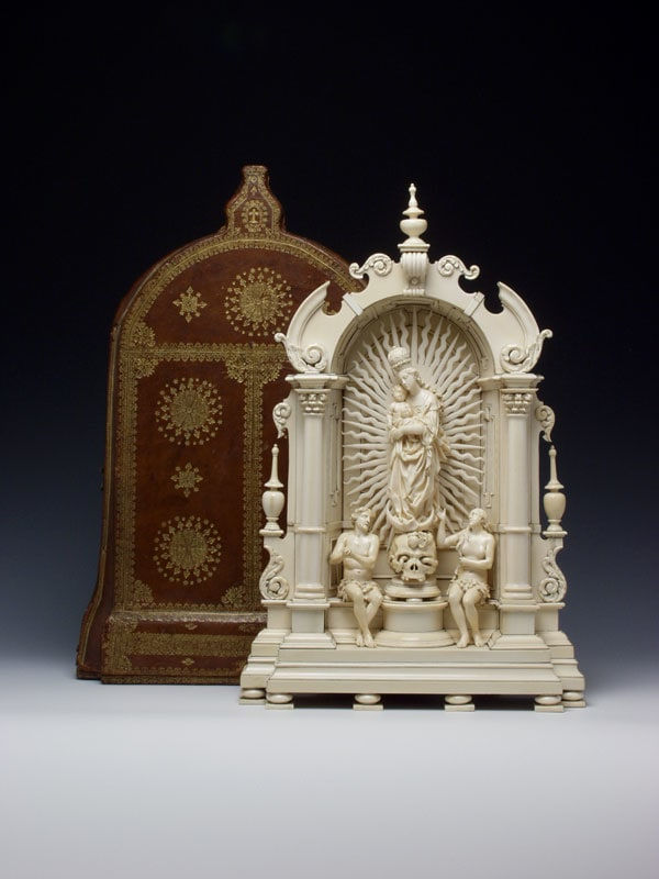 Augsburg School, Altar with the Holy Virgin and Child, standing on a skull, circa 1686