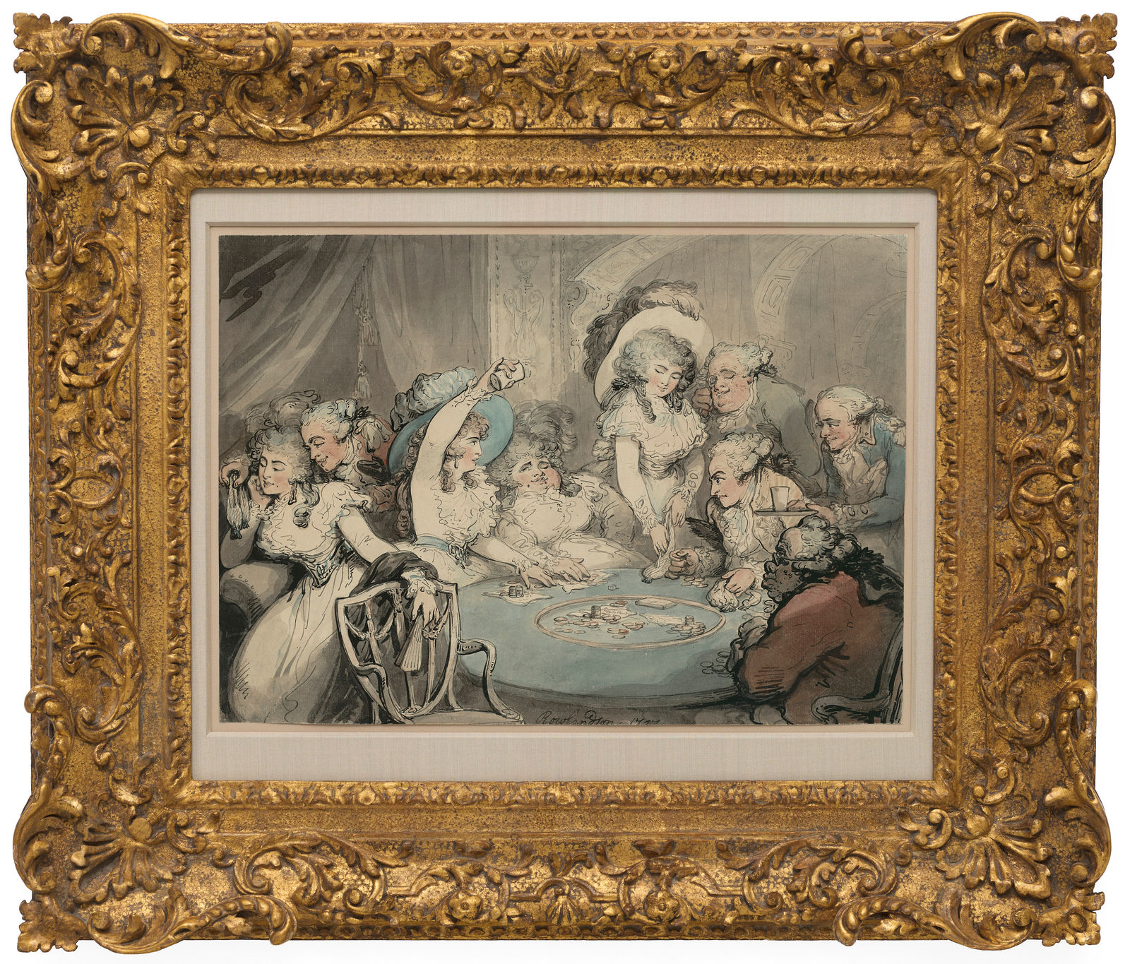 Thomas Rowlandson (1756-1827), A gaming table at Devonshire House, London: Georgiana, Duchess of Devonshire, Harriet, Lady Duncannon, the Prince of Wales and others gambling, 1787