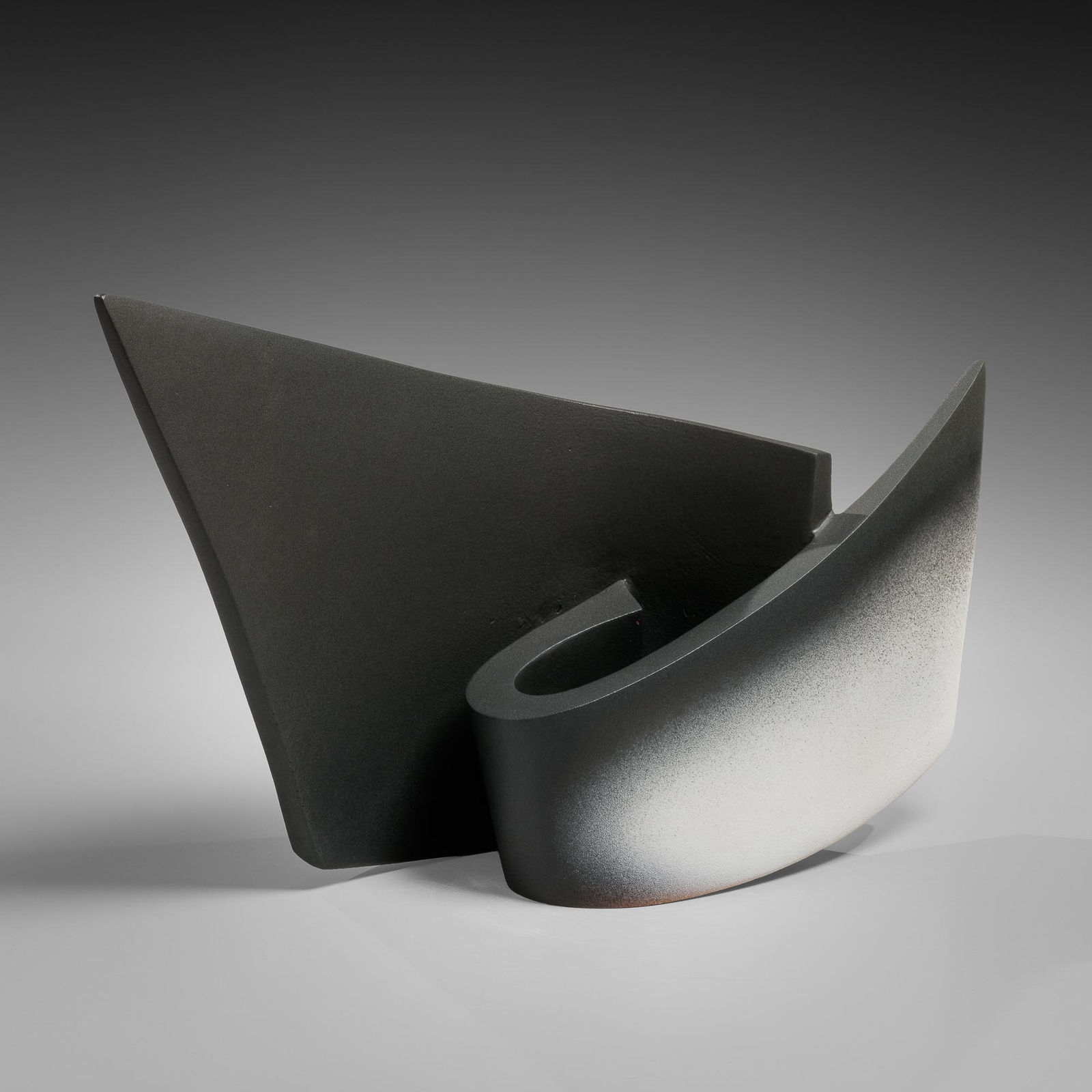 SHIBUYA EIICHI, Black and white sculptural vessel, titled: Scenery, 2025