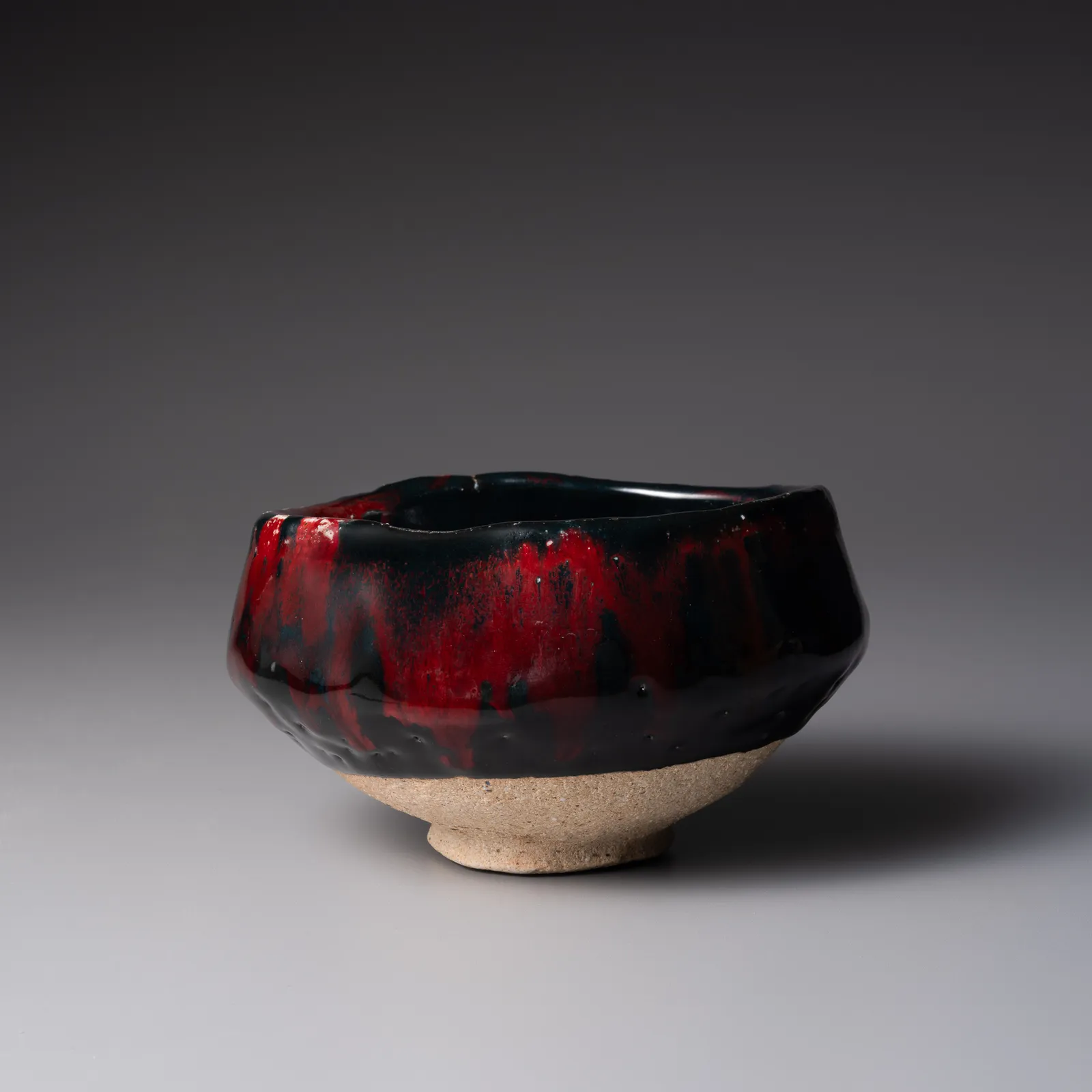 TANAKA SAJIRŌ, Low-sided slightly faceted teabowl, titled, Crimson Sunset (Akane iriai), 2025
