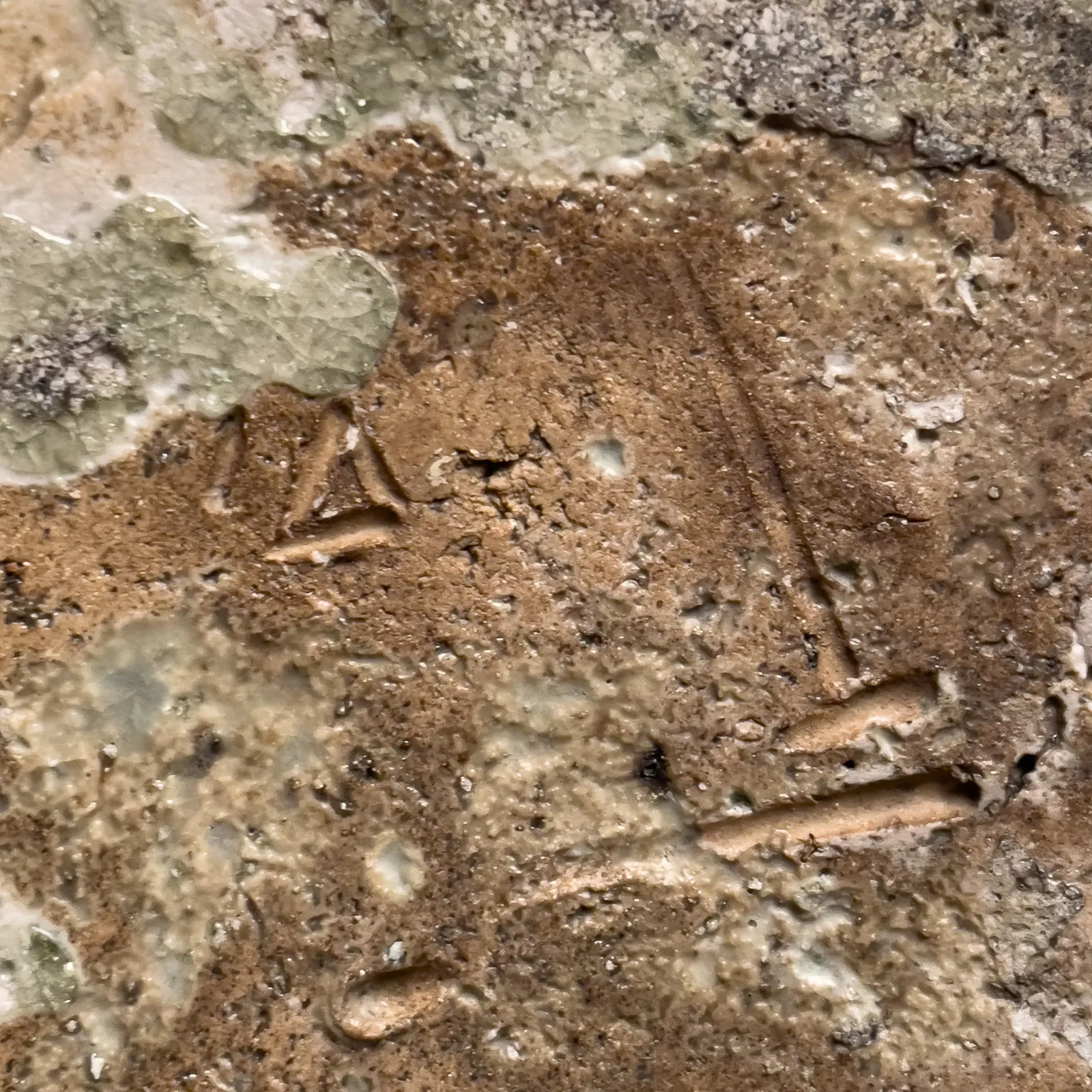 OKABE MINEO, Ash-glazed columnar vessel with irregular carved banding, 1963