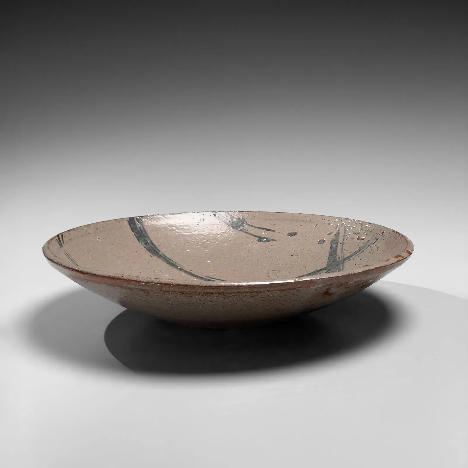 ISHIGURO MUNEMARO, Platter with motif of cricket and grasses in iron underglaze, ca. 1964–1966