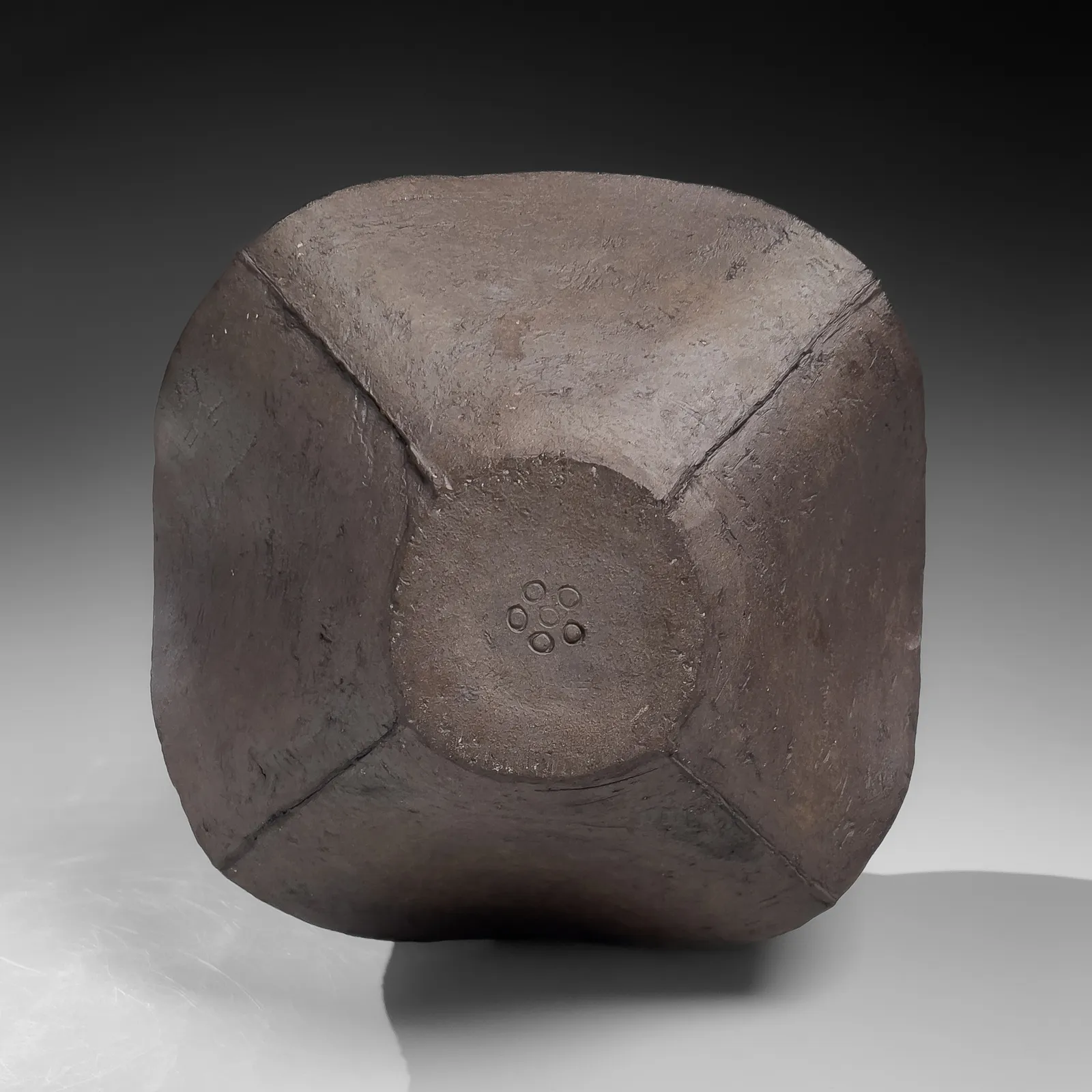 MORI TŌGAKU, Brownish-black porcelaneous stoneware vessel with undulating bands, November 1989