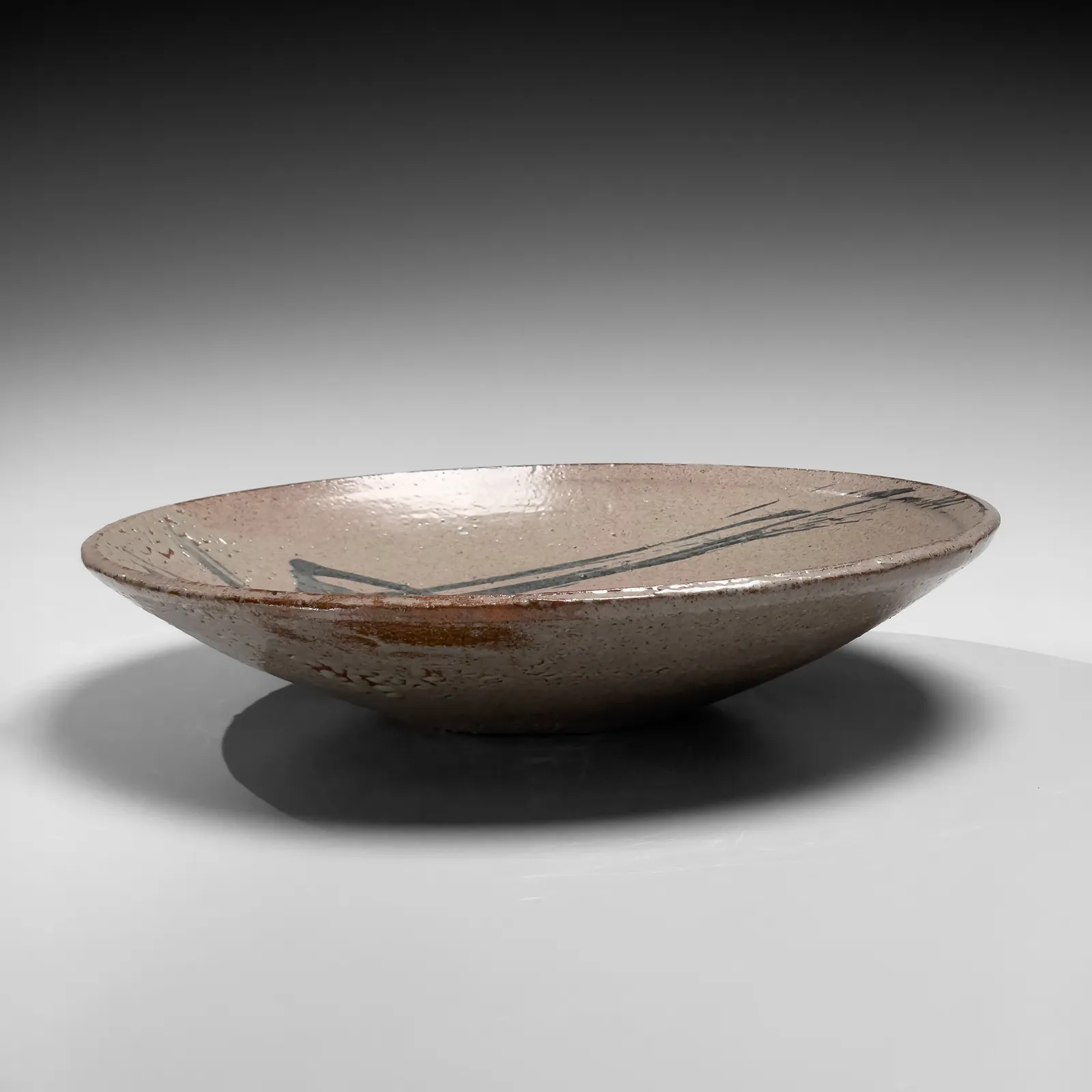 ISHIGURO MUNEMARO, Platter with motif of cricket and grasses in iron underglaze, ca. 1964–1966