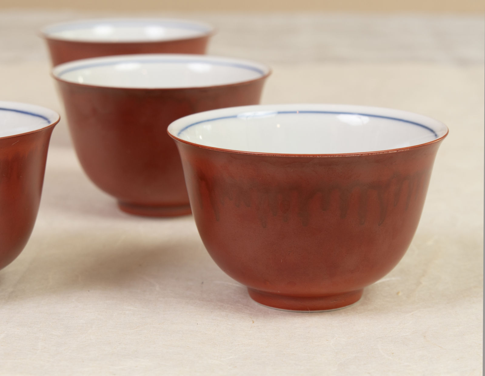 Koetsu Yamakoshi, Akagosu Tea Cups (set of 5), circa 1910
