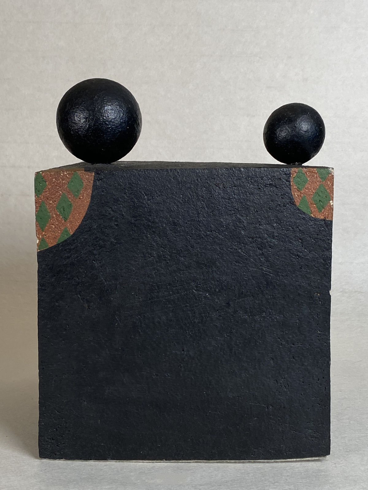 Taimei Morino (1934-Present), Ceramic Cube (black and green), Circa 1970