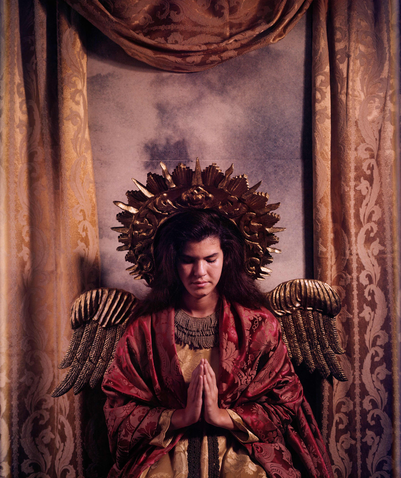 Rose Farrell & George Parkin, Virgin del Quinto Sello (Winged Madonna in Gold and Red), 1989
