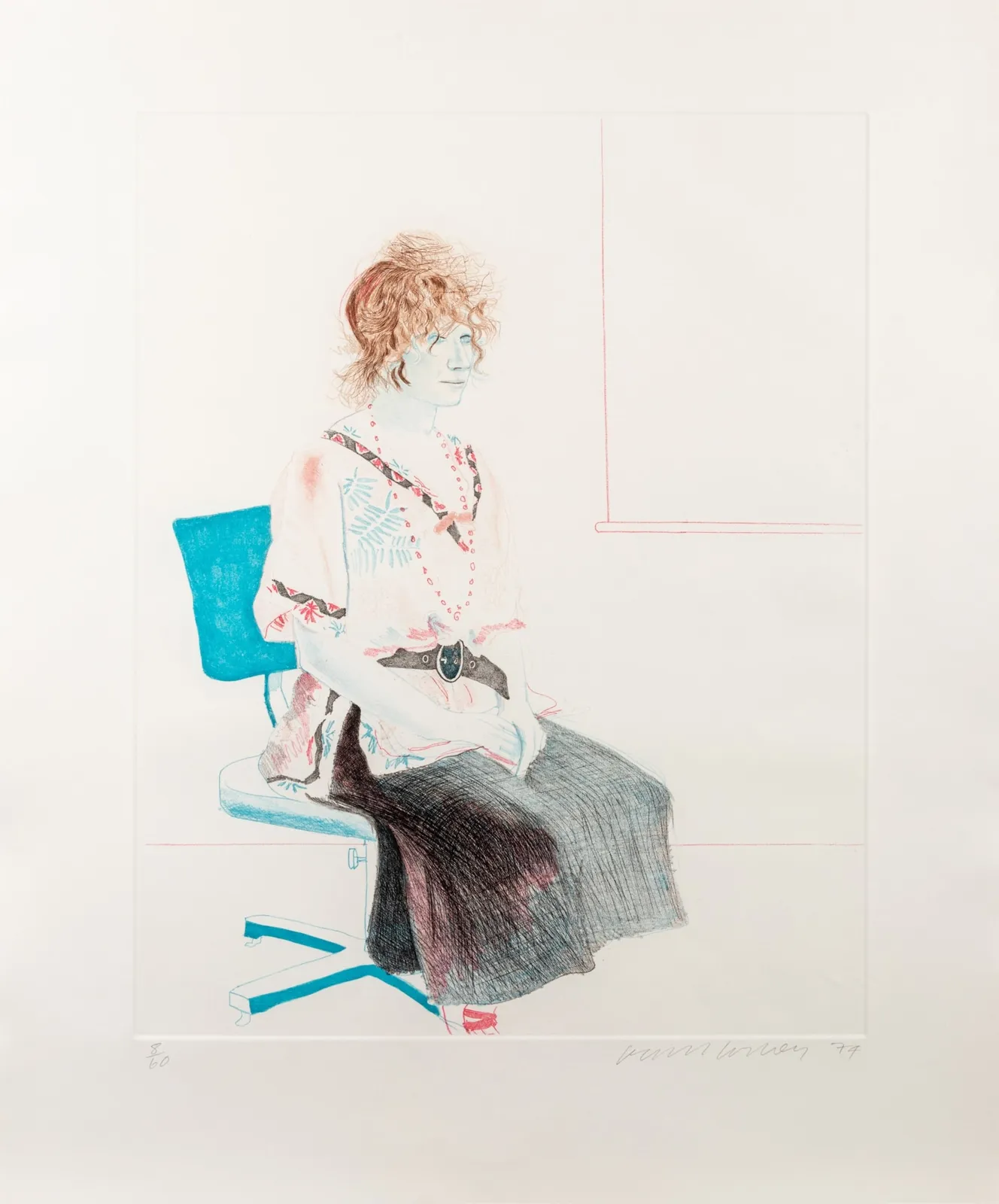 David Hockney, Celia Seated On an Office Chair, 1974