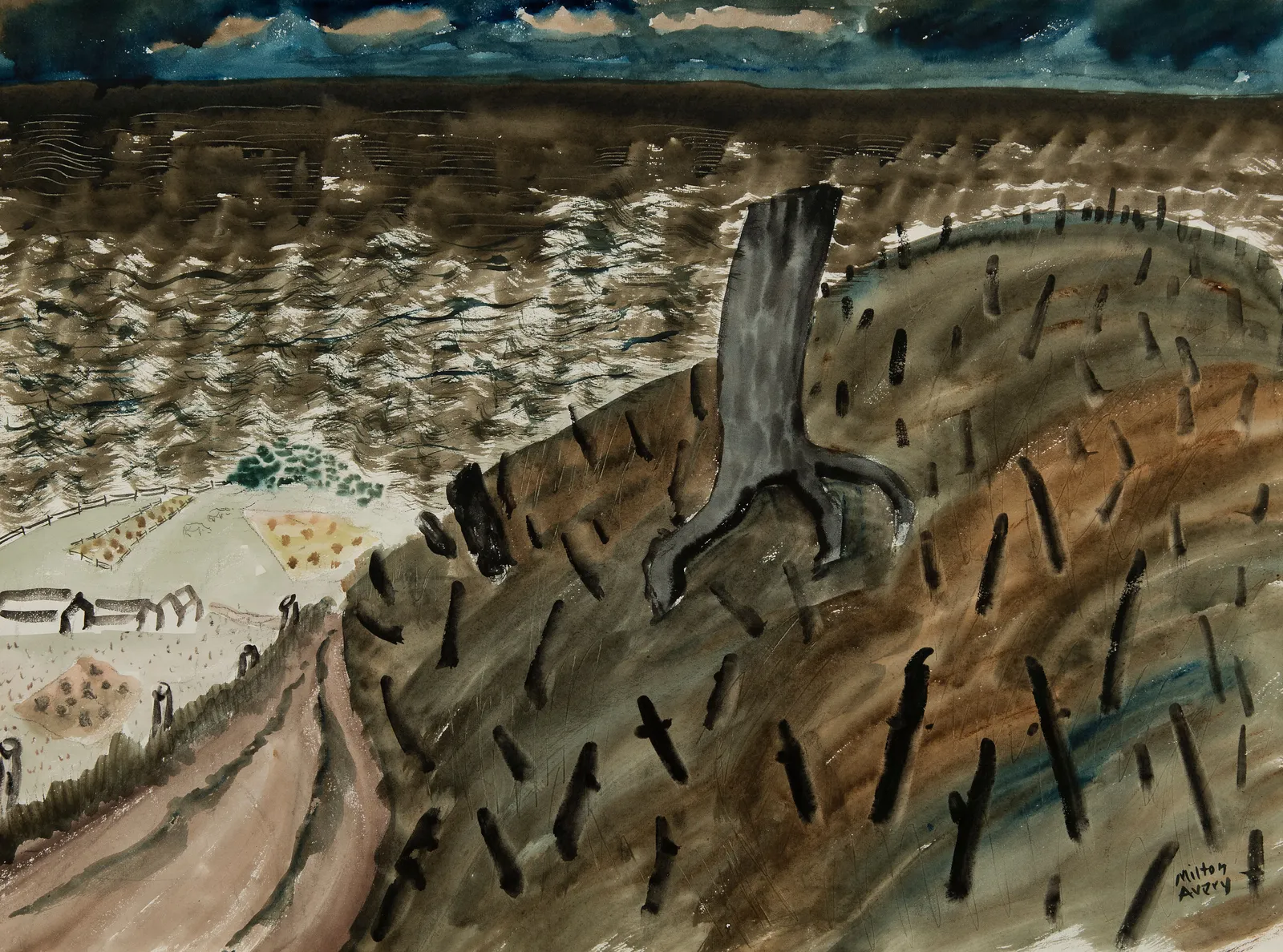 Milton Avery, Burned Hill by the Sea, 1938