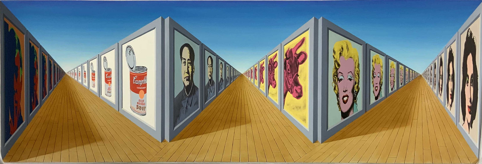 Patrick Hughes, Ad Infinitum (Homage to Warhol), 2004