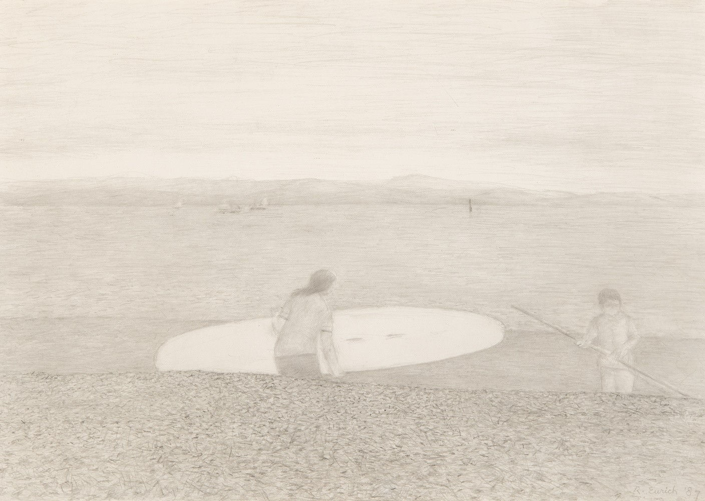 Richard Eurich, Windsurfer with board, 1987