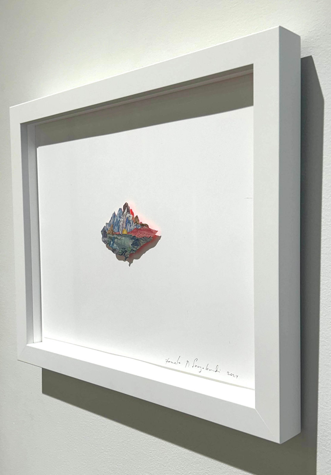 Pam Longobardi, Island of Refuge (purple waterfall green fossil)