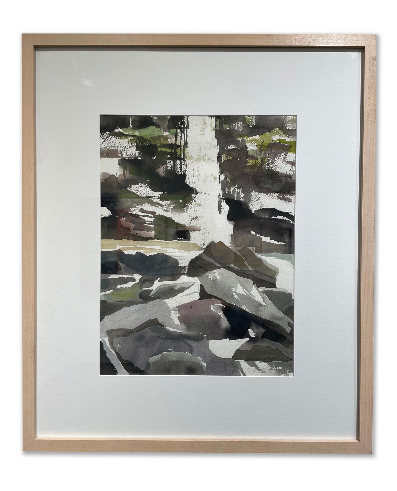 Mariella Bisson, Plattekill Falls, Rock and Waterfall Field Painting