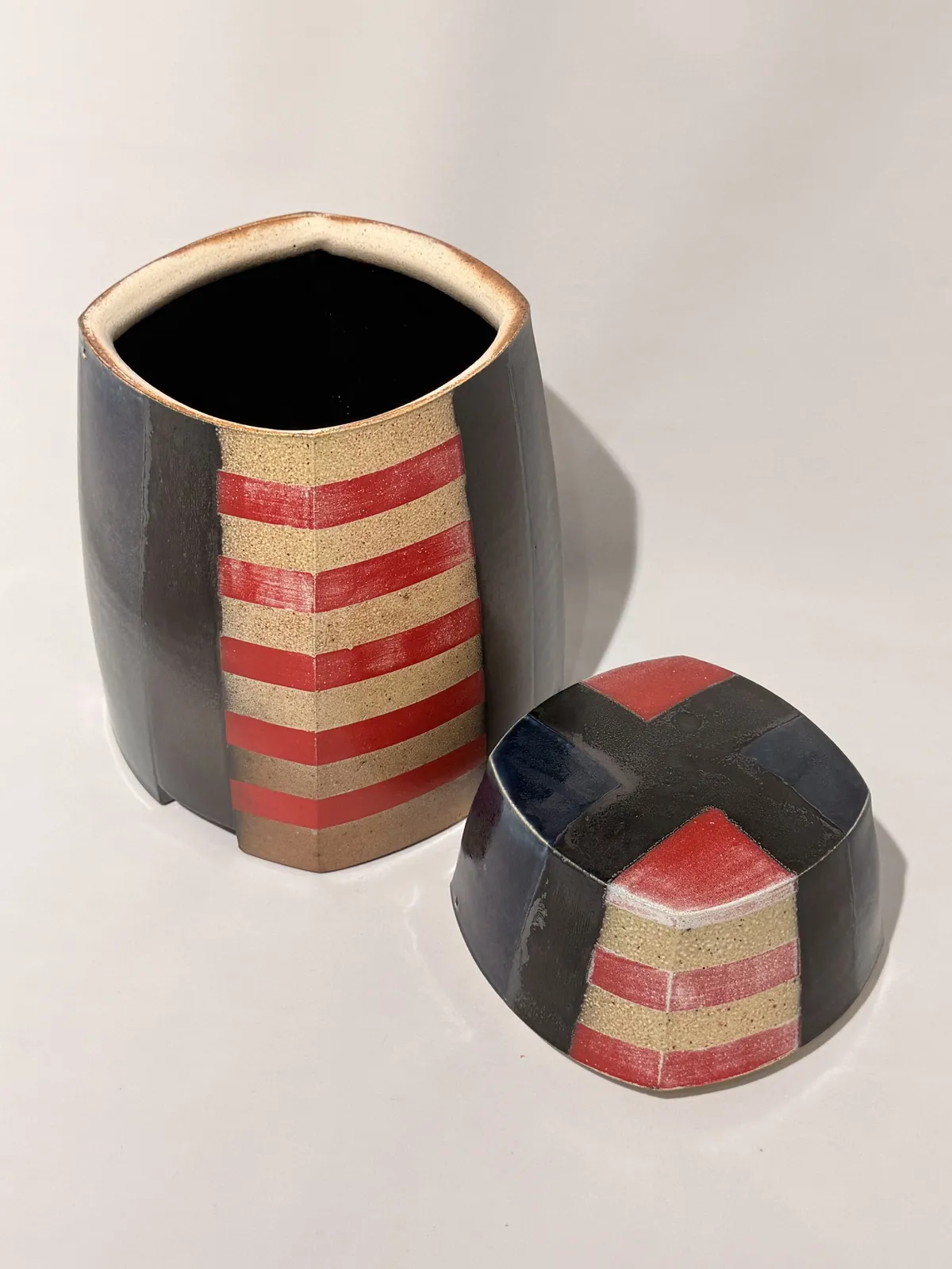 David Crane, Square Box with Red Stripes 4