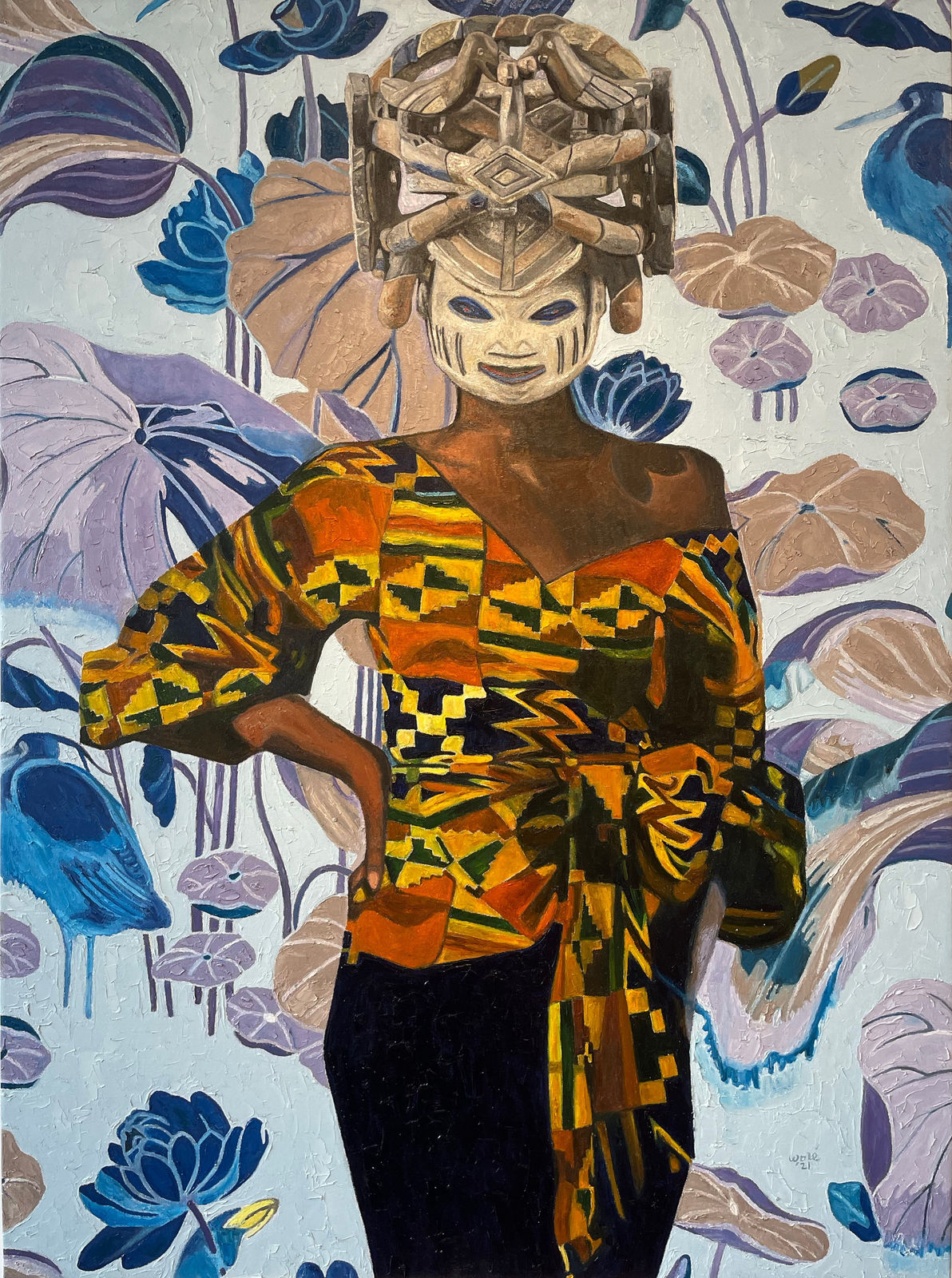 Wole Lagunju, Yemoja and the Dream of Monet's Water Lillies, 2021