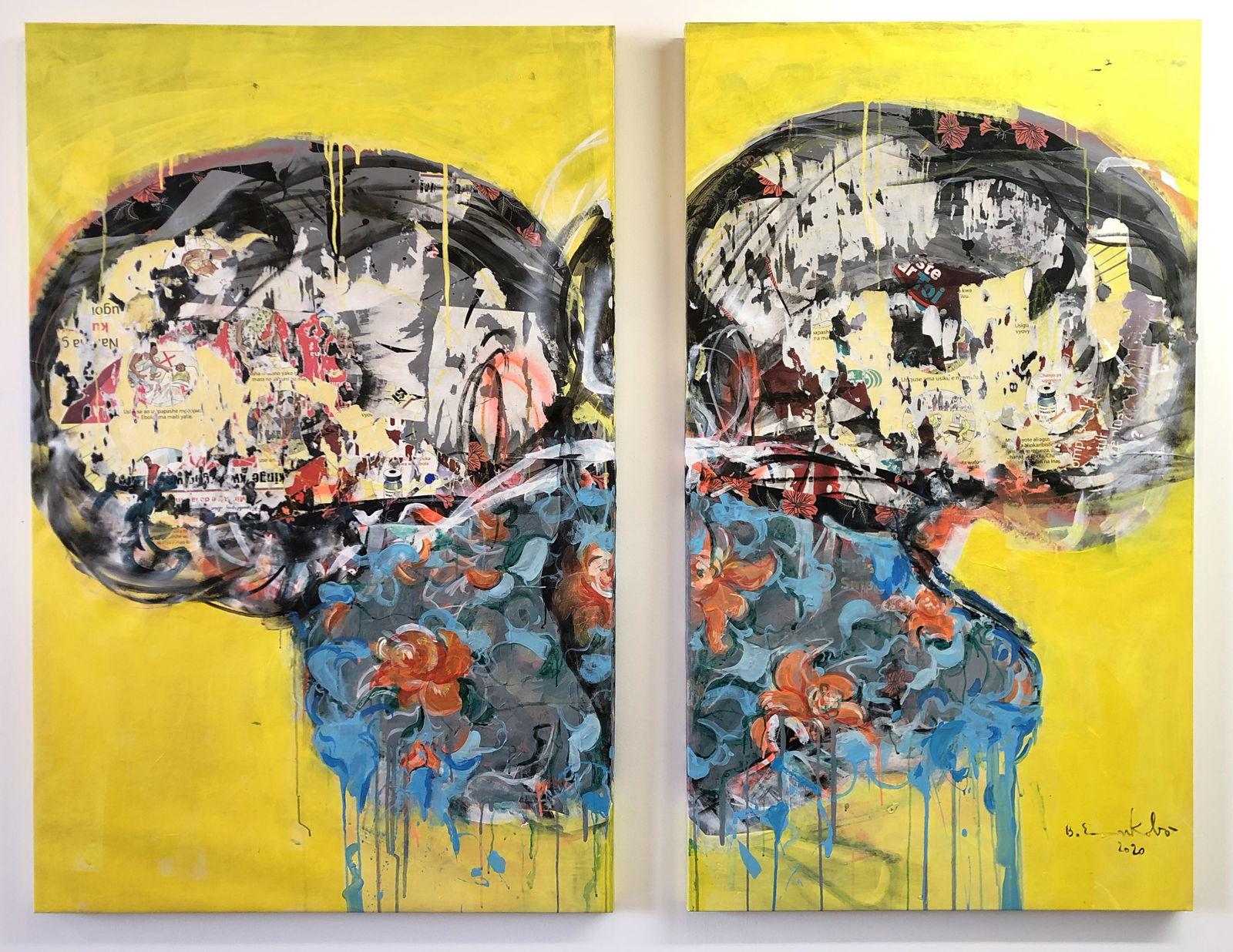 Bouvy Enkobo, Baiser de la mort (diptych), 2020