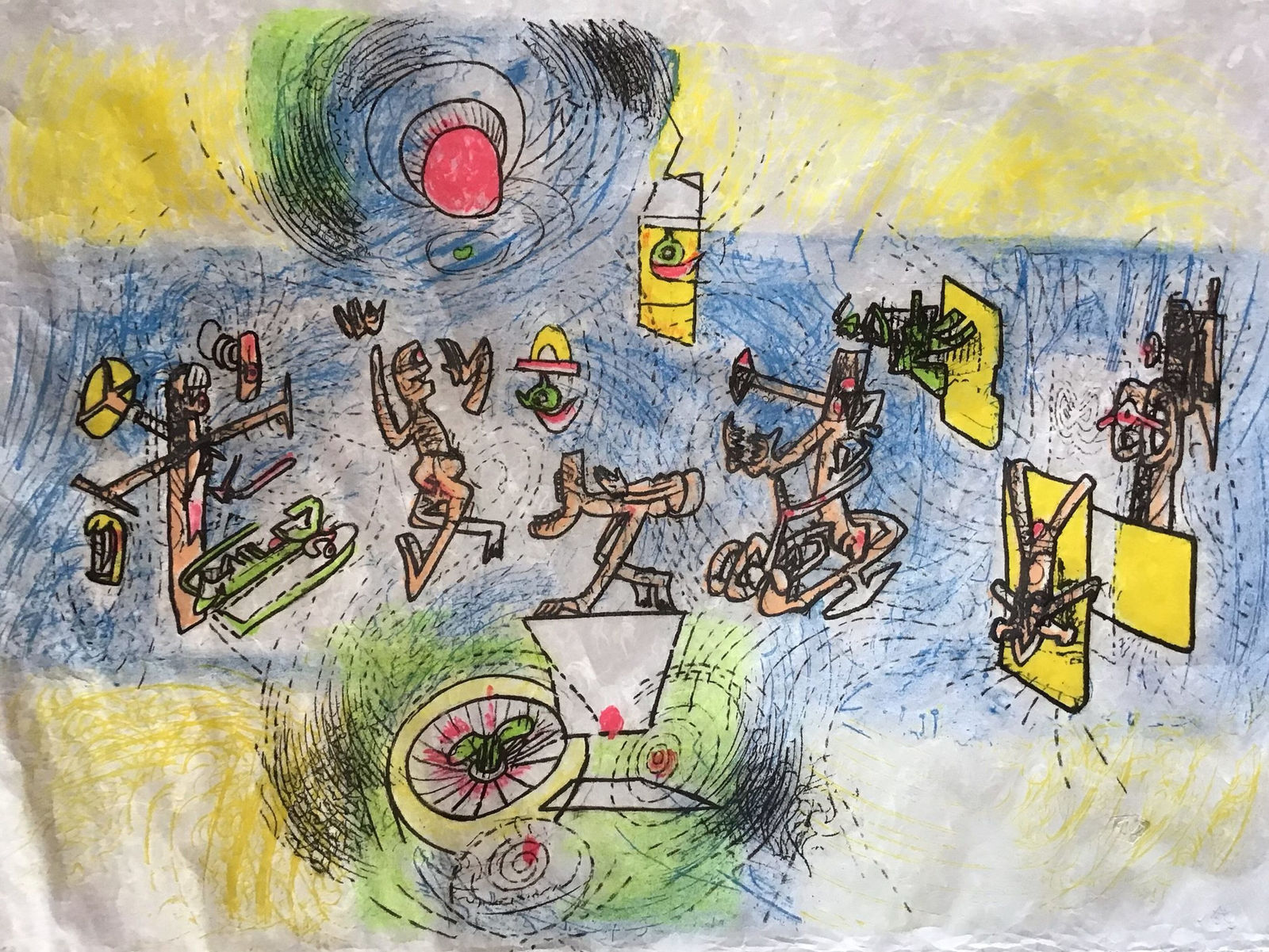 Roberto Matta, litografia su carta di riso - Nessun titolo, 1980-1989
