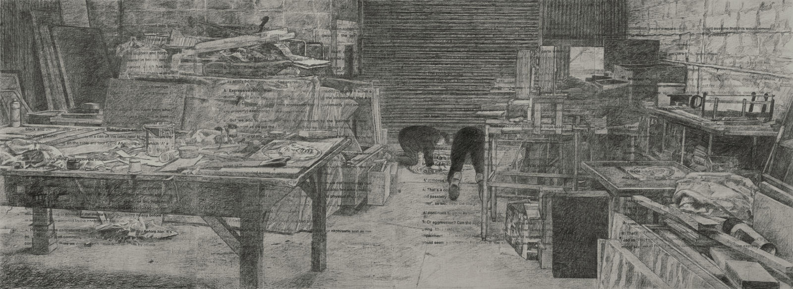 Art & Language, A Bad Place; (The Barn) Painting Trump by Mouth, 2024