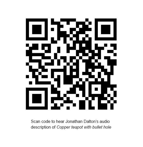 Jonathan Dalton, Copper teapot with bullet hole, 2023