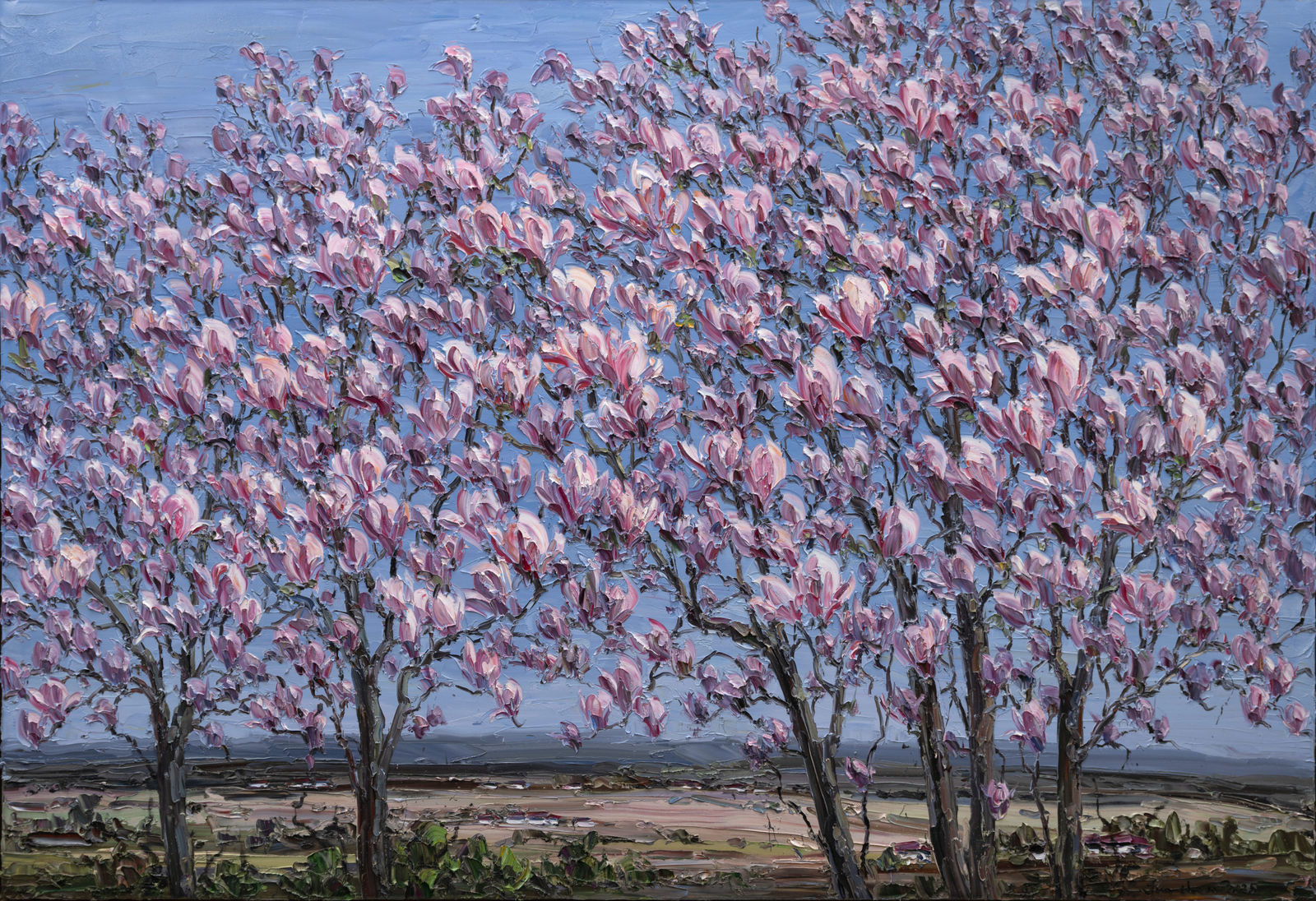 Jun Chen, Red magnolia trees II, 2025