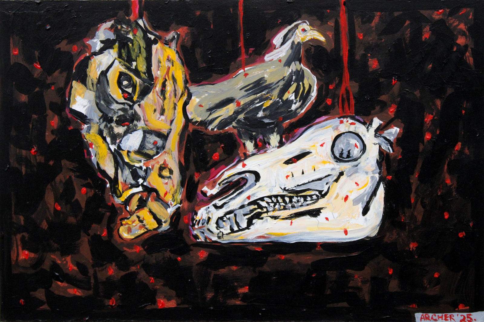 Suzanne Archer, Three familliar studio friends, 2025